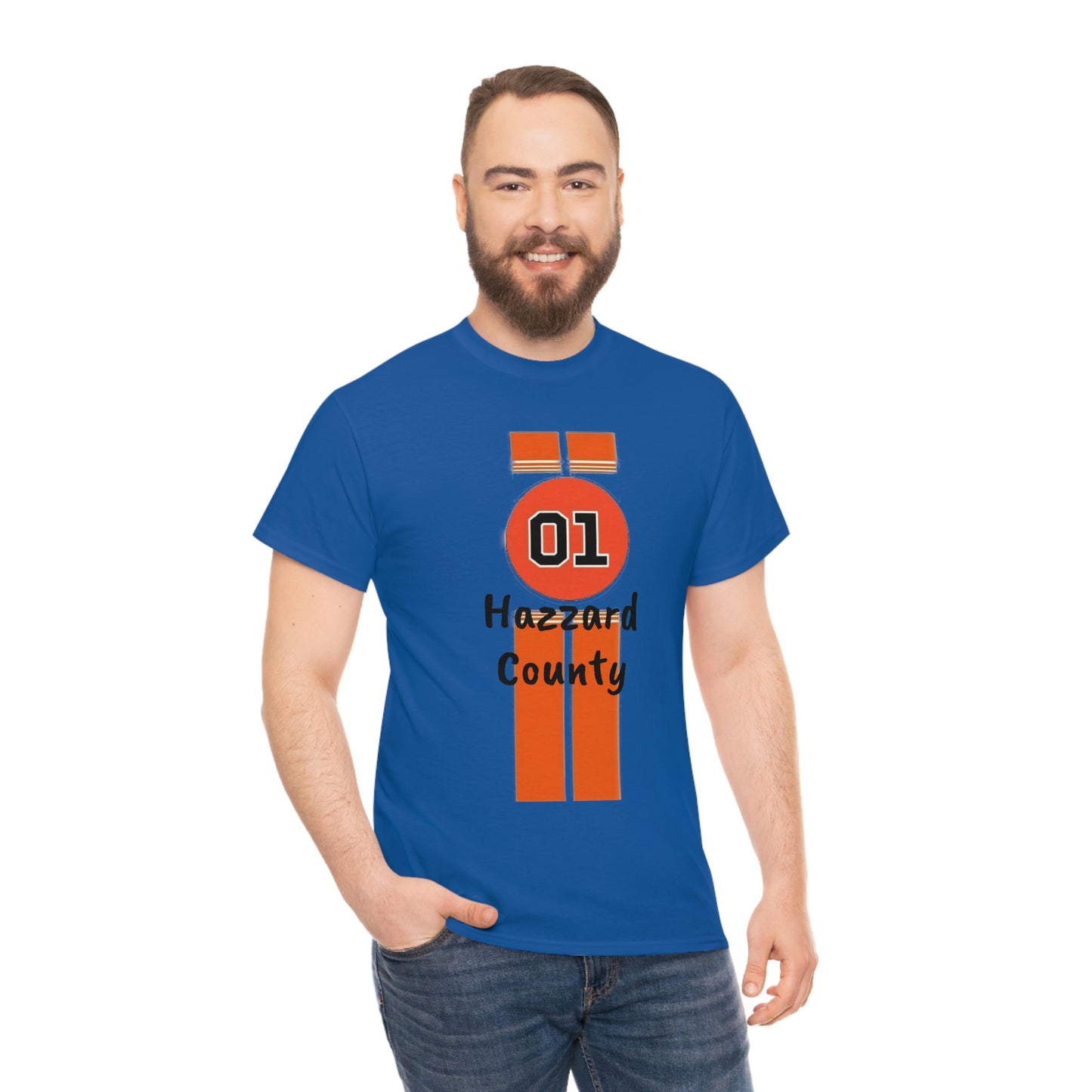 Hazzard County General Lee Racing Stripes Heavy Cotton Tee