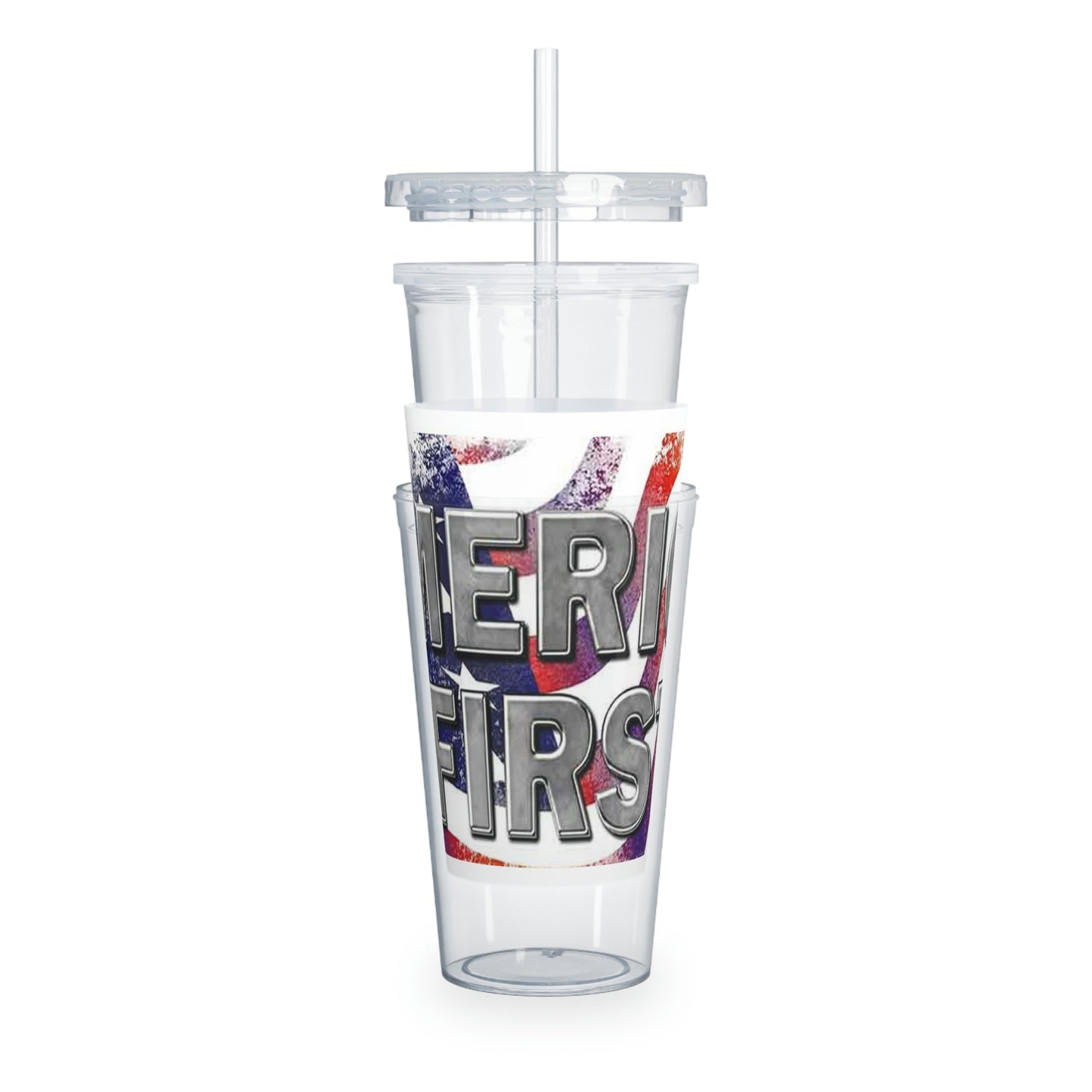 America First Plastic Tumbler with Straw
