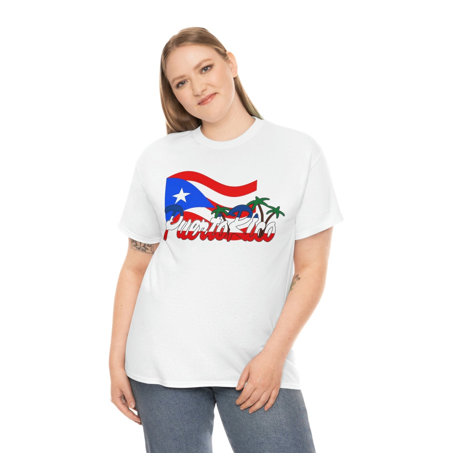 Girl Modeling Puerto Rico Unisex Heavy Cotton Tee