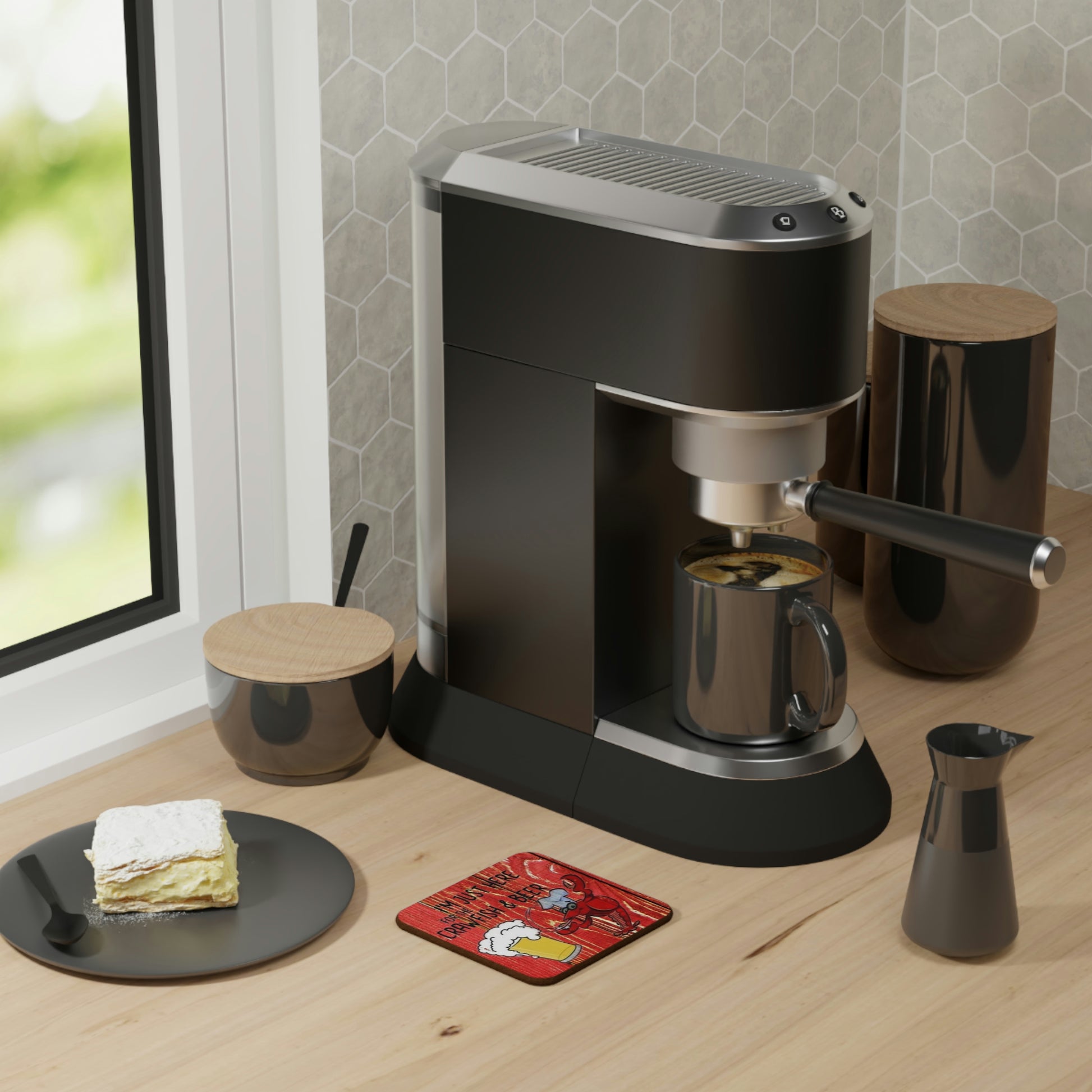 Crawfish and Beer Hardboard Back Coaster