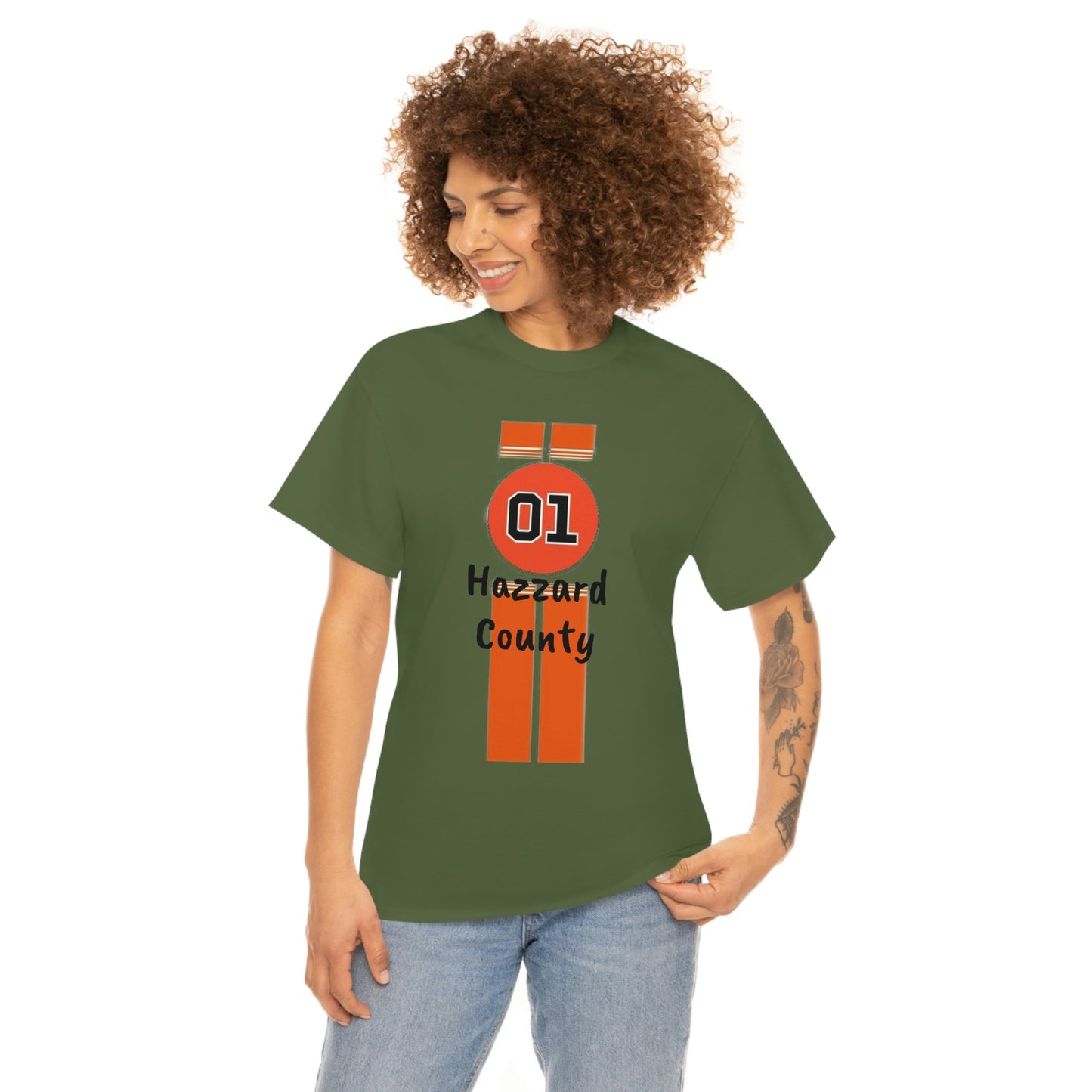 Hazzard County General Lee Racing Stripes Heavy Cotton Tee