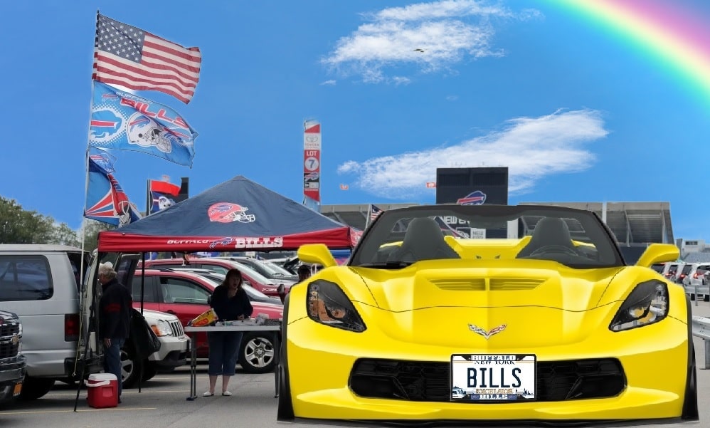 Corvette with Bills New York Excelsior Novelty License Plate