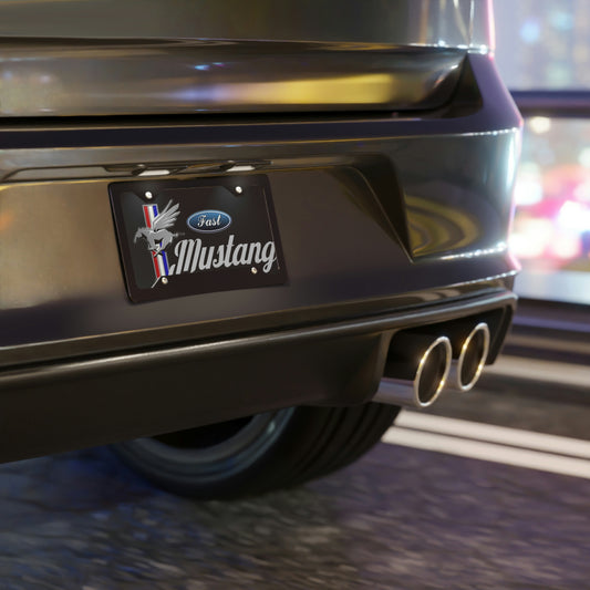 Mounted On Vehicle Fast Mustang Black Background Vanity License Plate