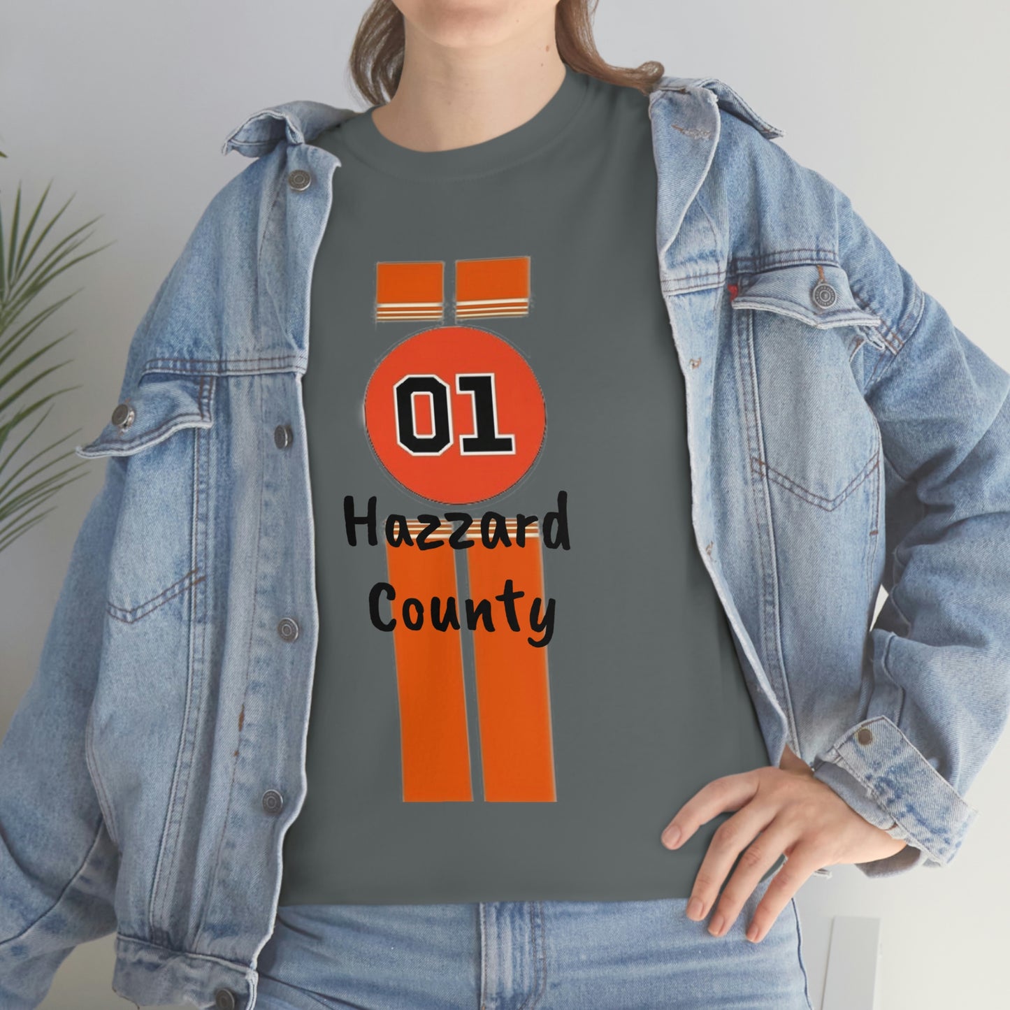 Hazzard County General Lee Racing Stripes Heavy Cotton Tee