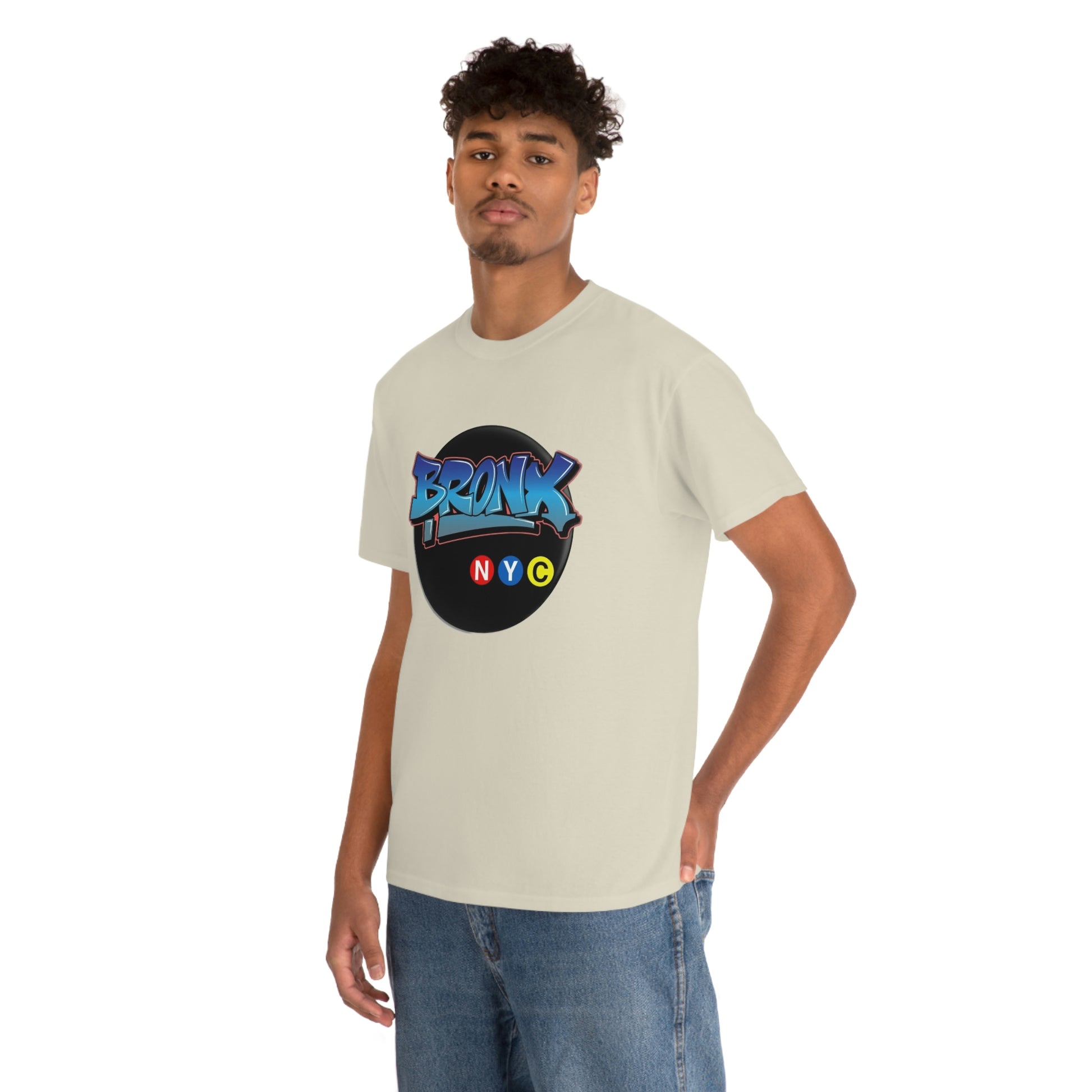 The Bronx Unisex Heavy Cotton Tee Sand Color Modelled