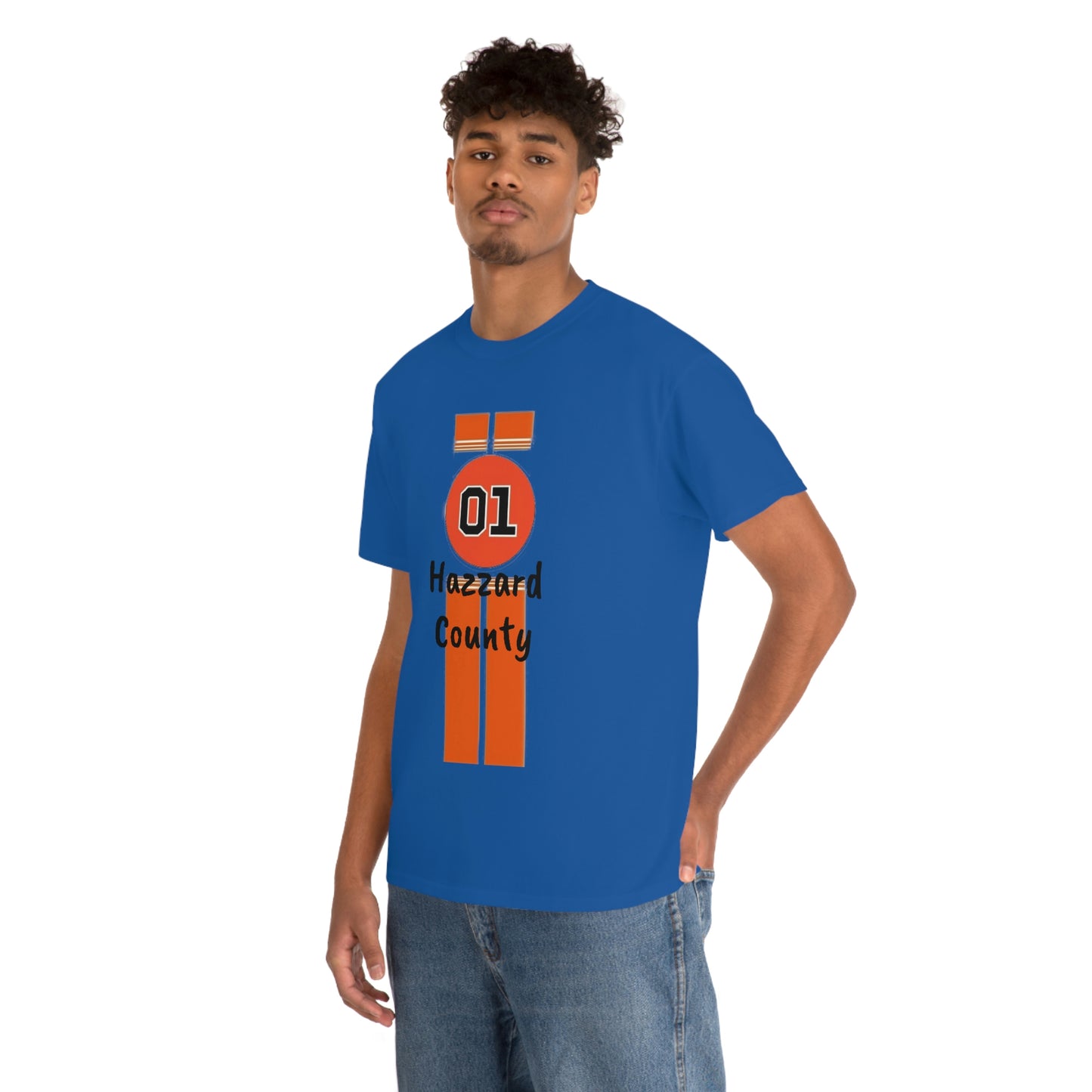 Hazzard County General Lee Racing Stripes Heavy Cotton Tee