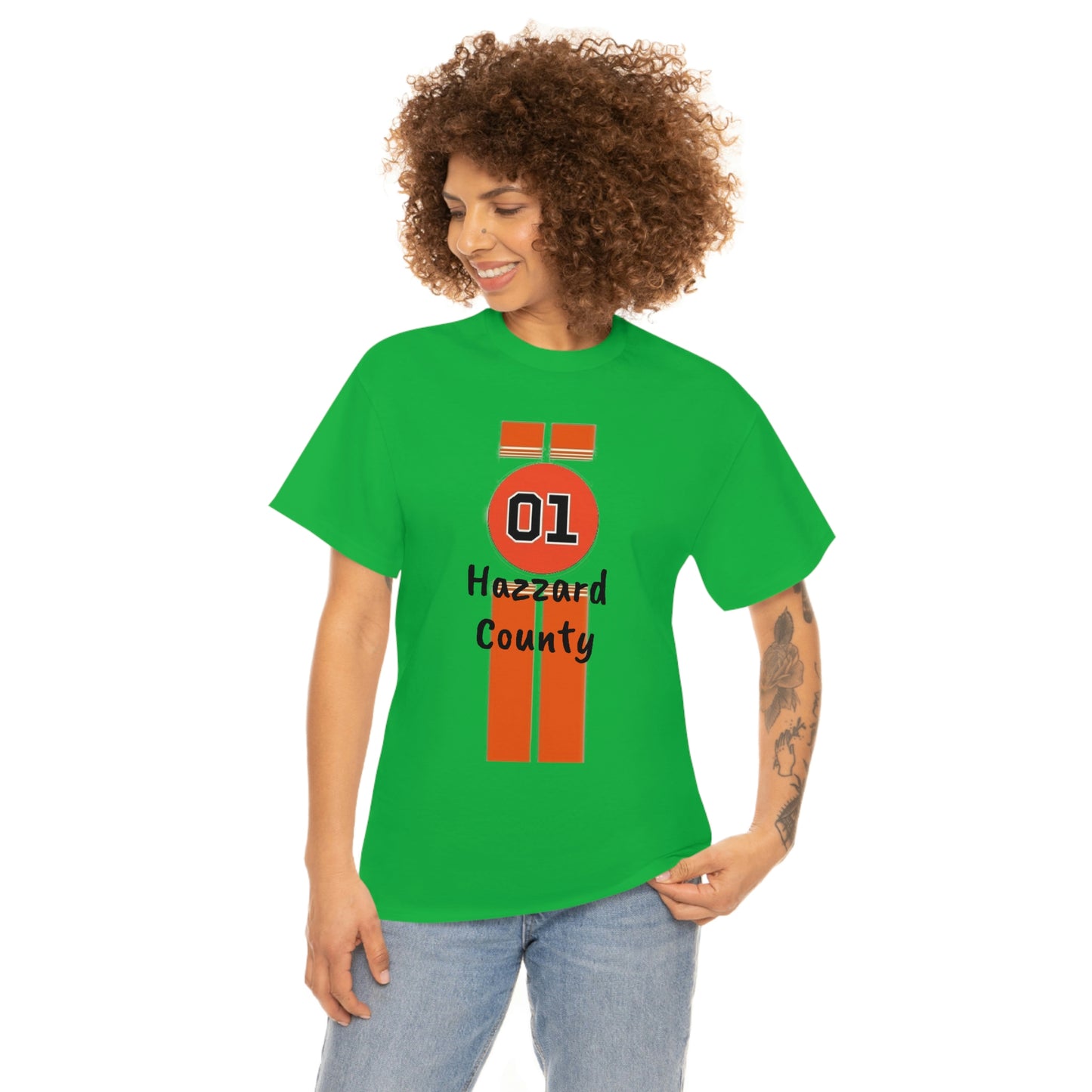 Hazzard County General Lee Racing Stripes Heavy Cotton Tee