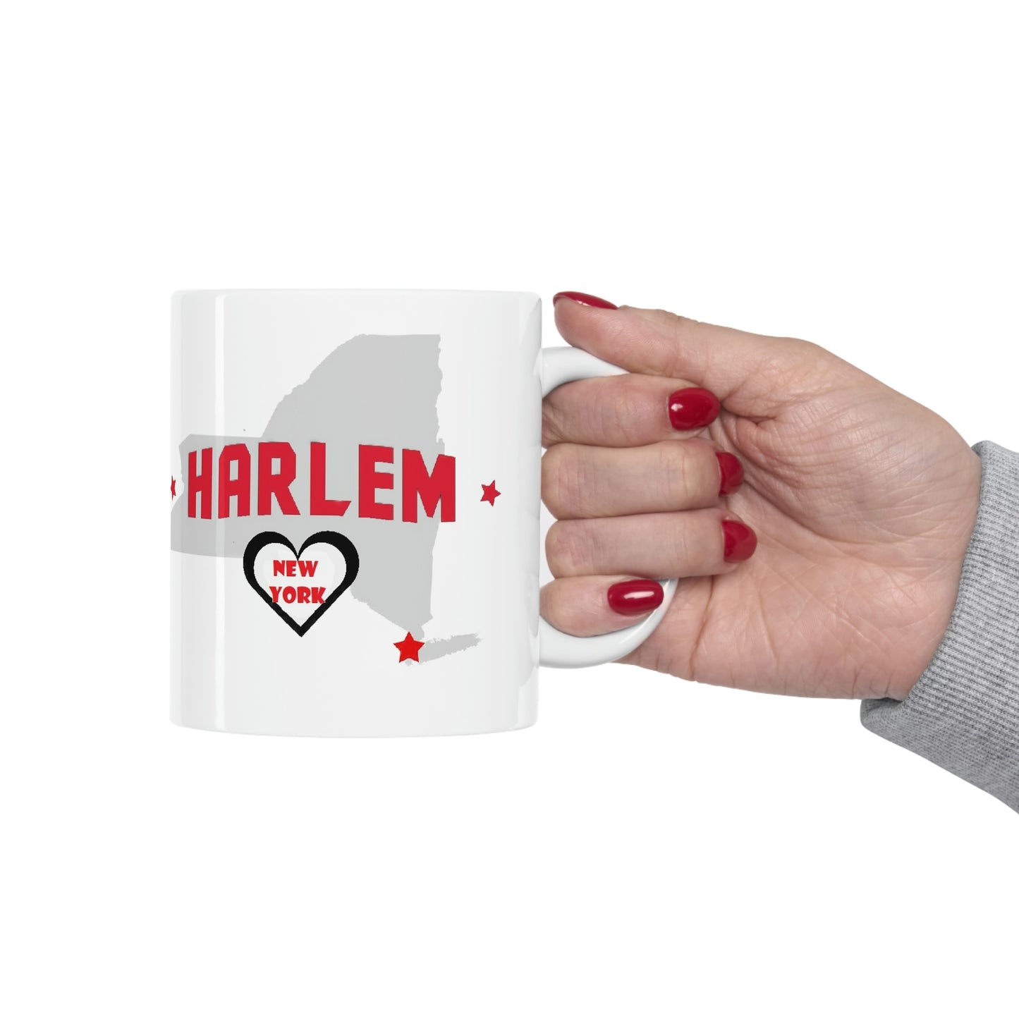 Harlem New York State Map Ceramic Mug In Hand