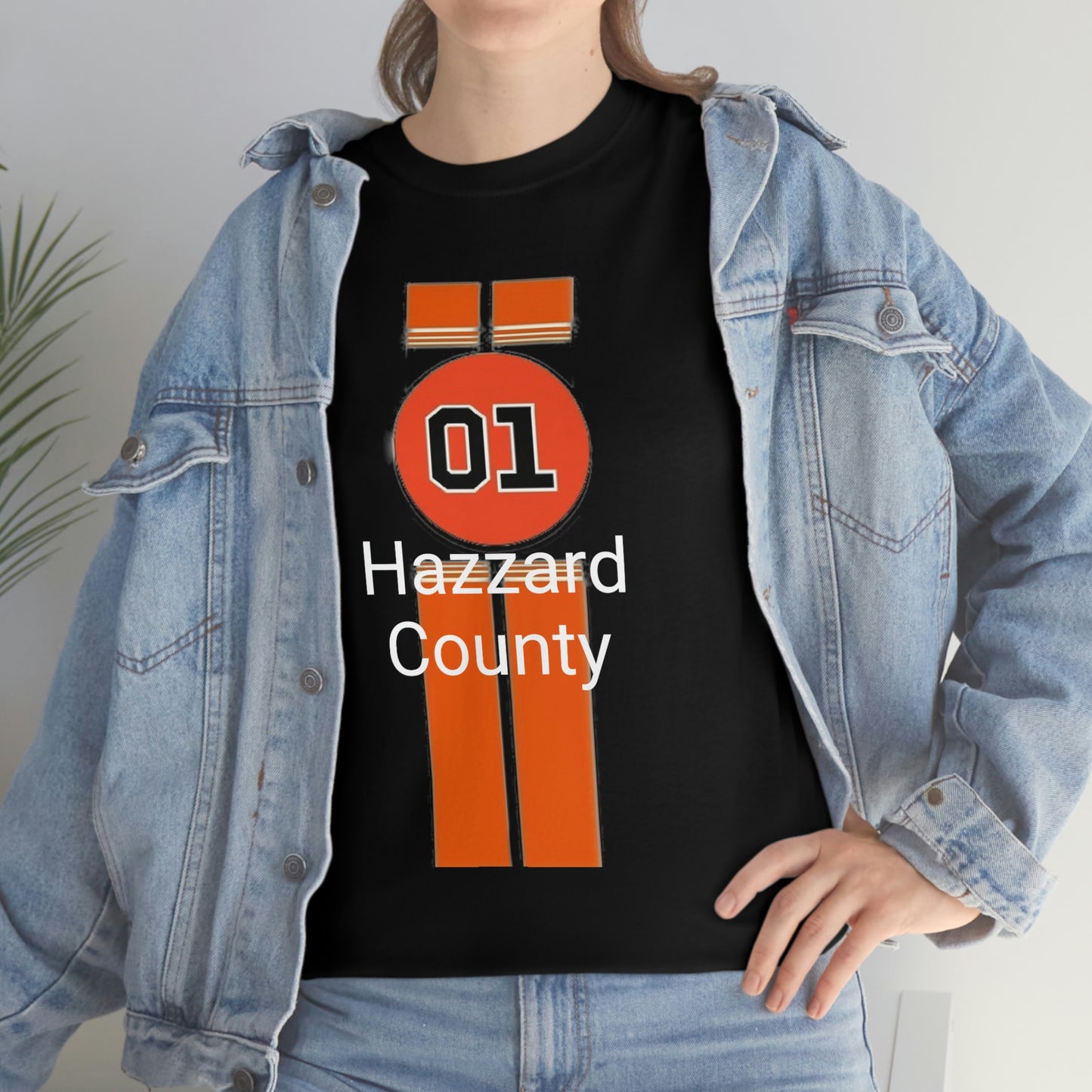 Hazzard County General Lee Racing Stripes Heavy Cotton Tee