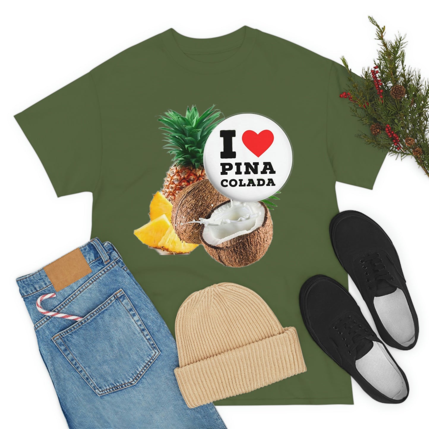I Love Pina Colada Unisex Heavy Cotton Tee Shirt