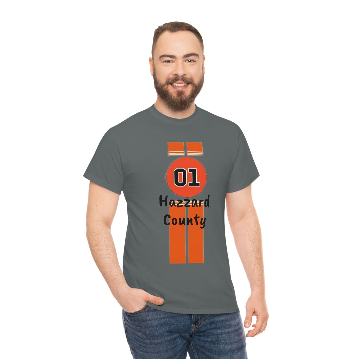Hazzard County General Lee Racing Stripes Heavy Cotton Tee
