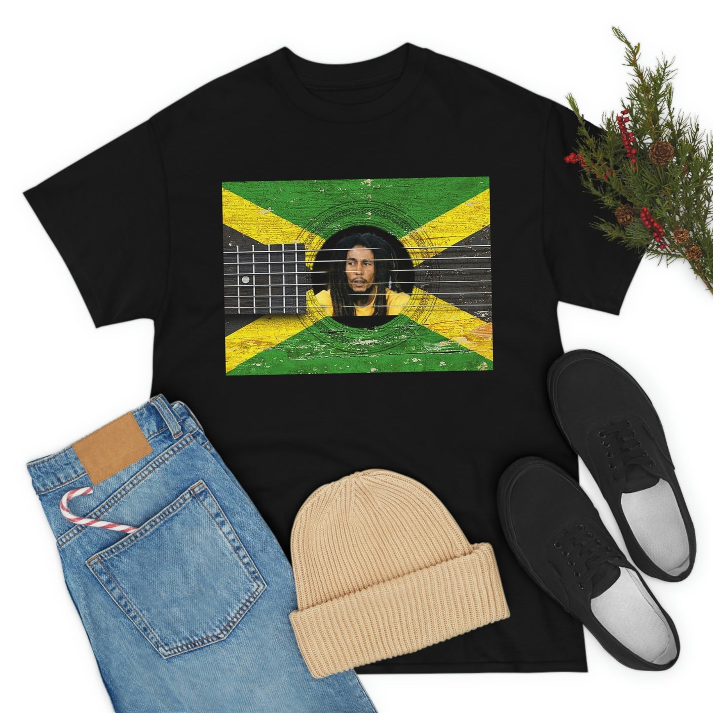 Bob Marley Reggae Guitar Unisex Heavy Cotton Tee