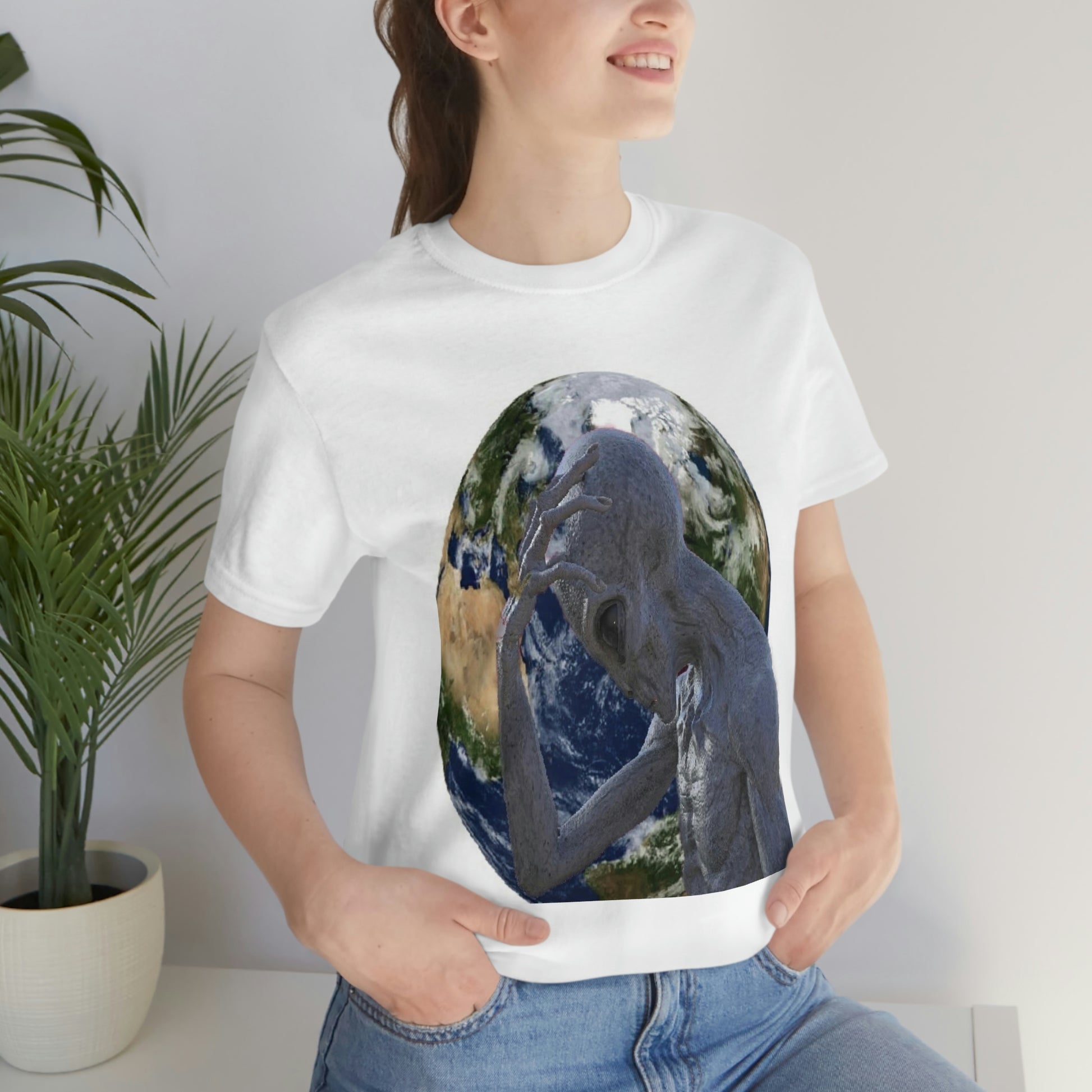 Female Model Alien Head Smack T Shirt