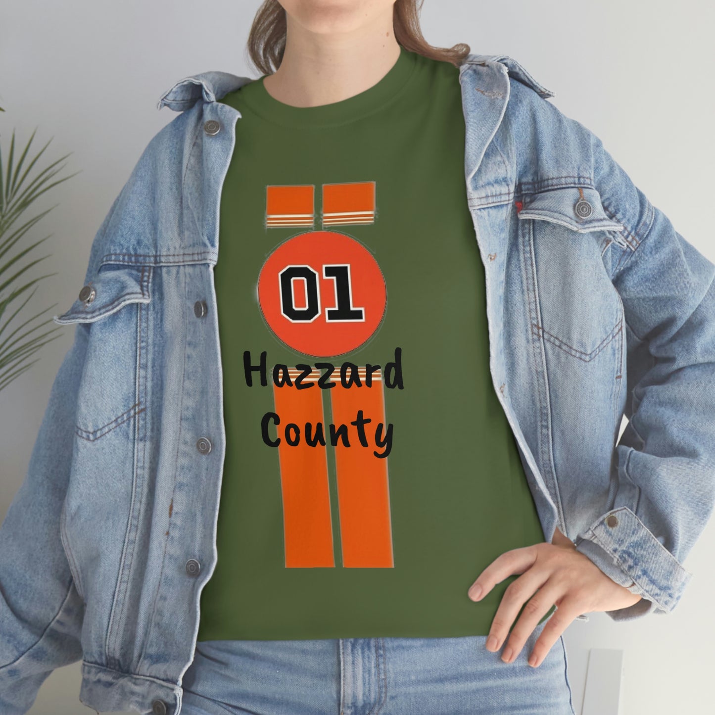 Hazzard County General Lee Racing Stripes Heavy Cotton Tee