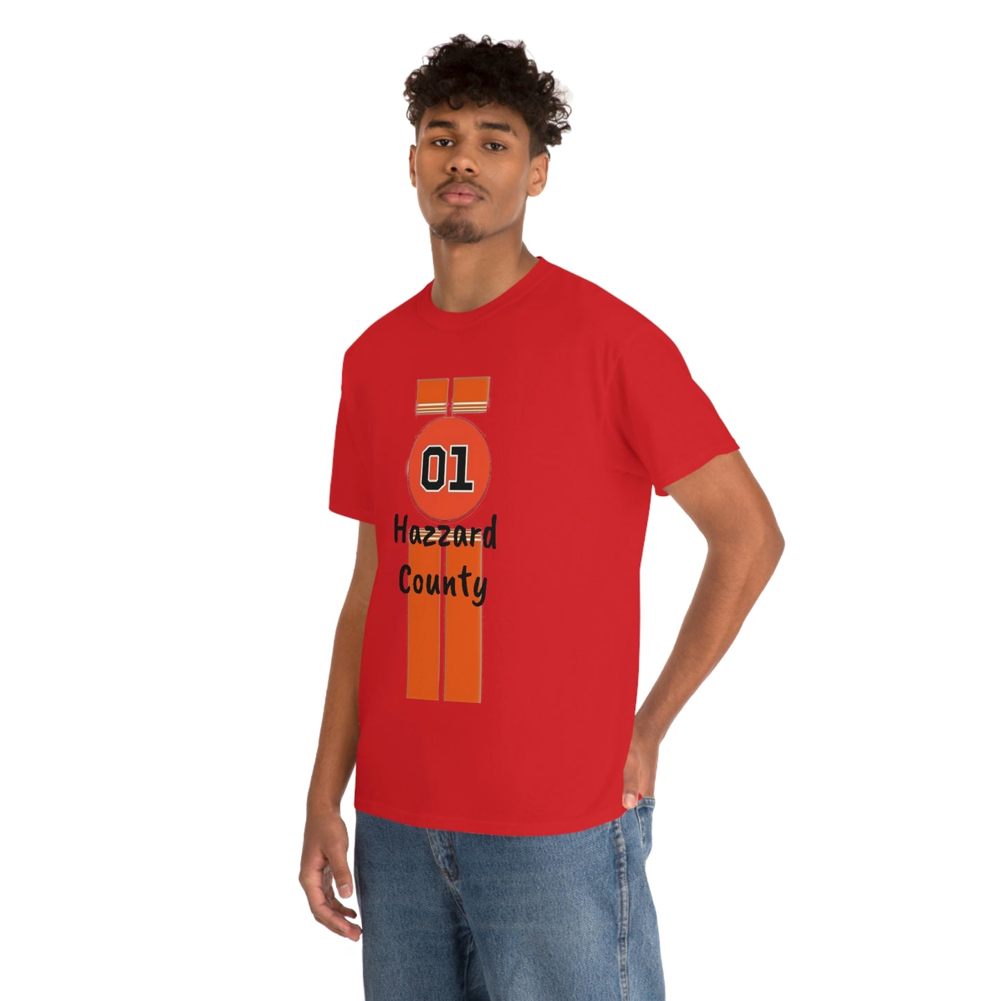 Hazzard County General Lee Racing Stripes Heavy Cotton Tee