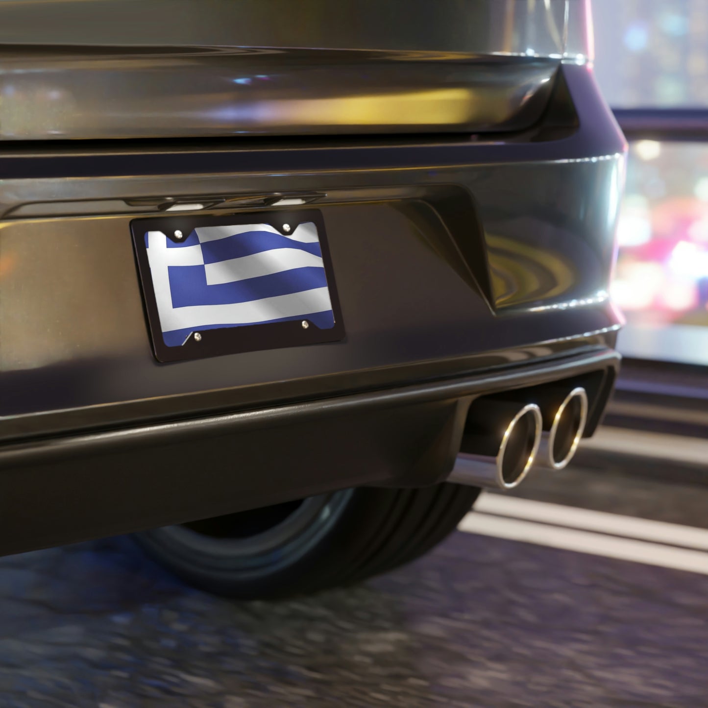 Waving Greek Flag Vanity License Plate