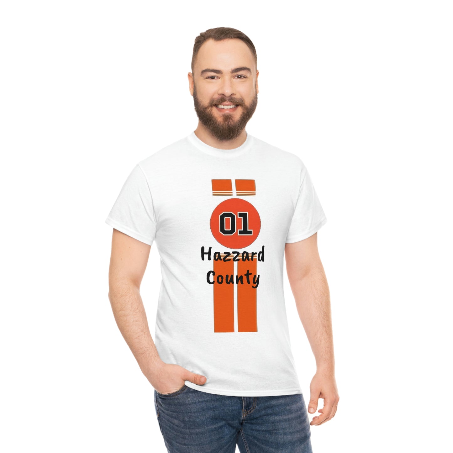 Hazzard County General Lee Racing Stripes Heavy Cotton Tee