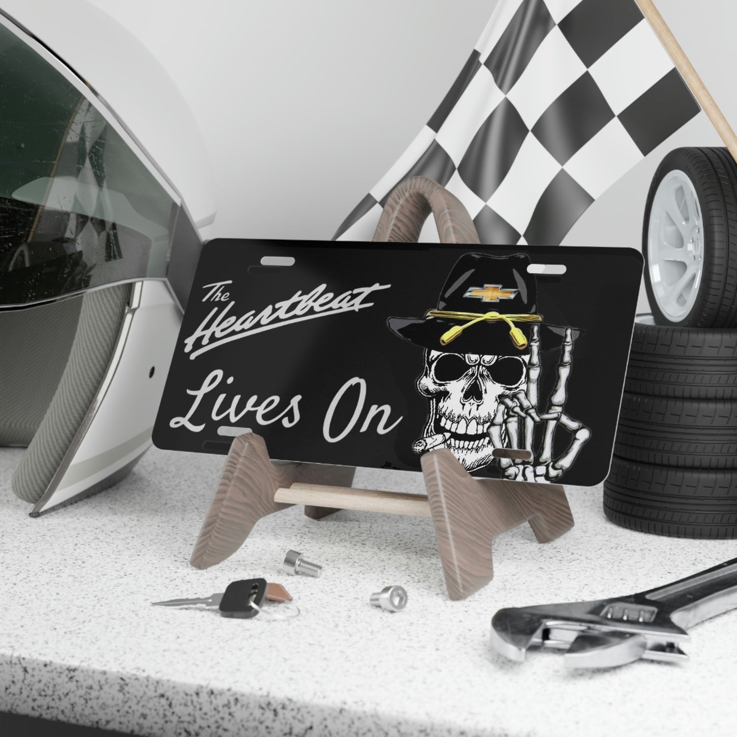 On Pedestal Heartbeat Lives On Chevrolet Tribute Vanity License Plate