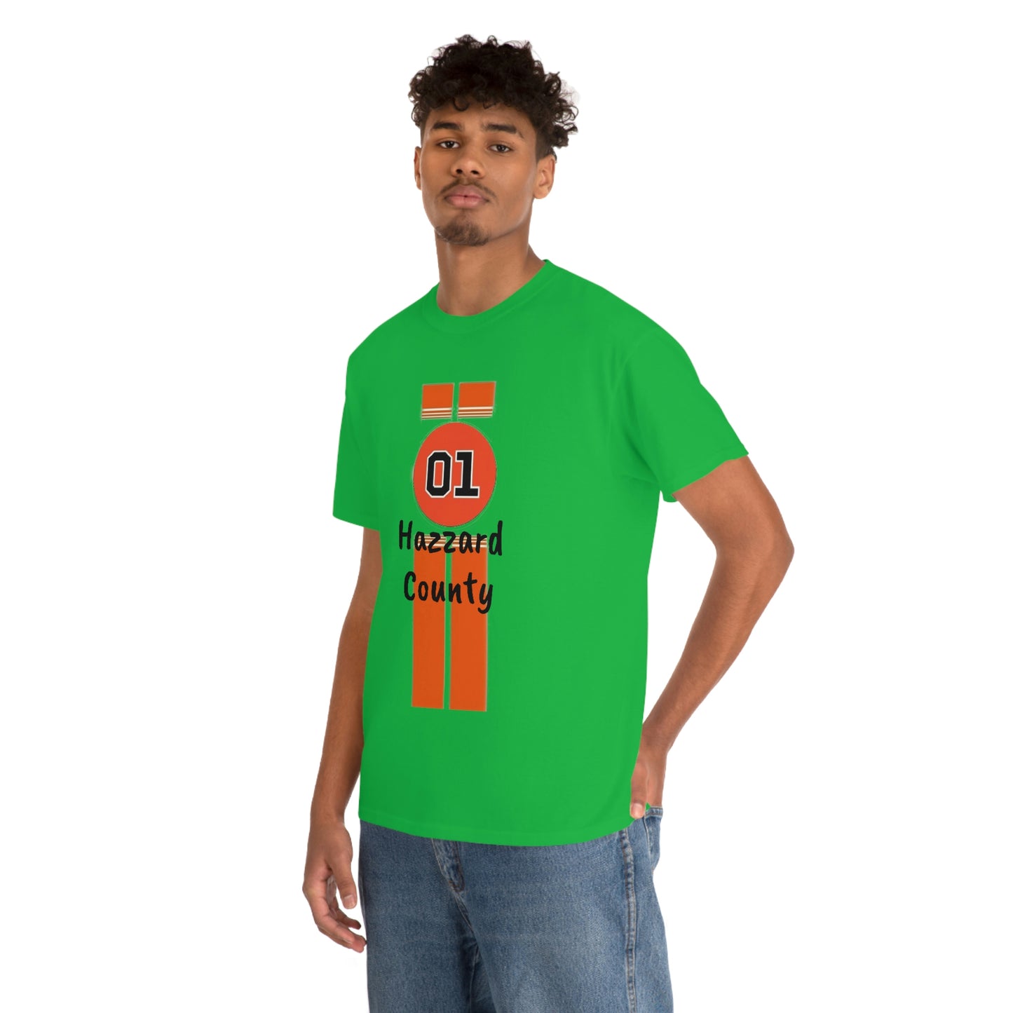 Hazzard County General Lee Racing Stripes Heavy Cotton Tee
