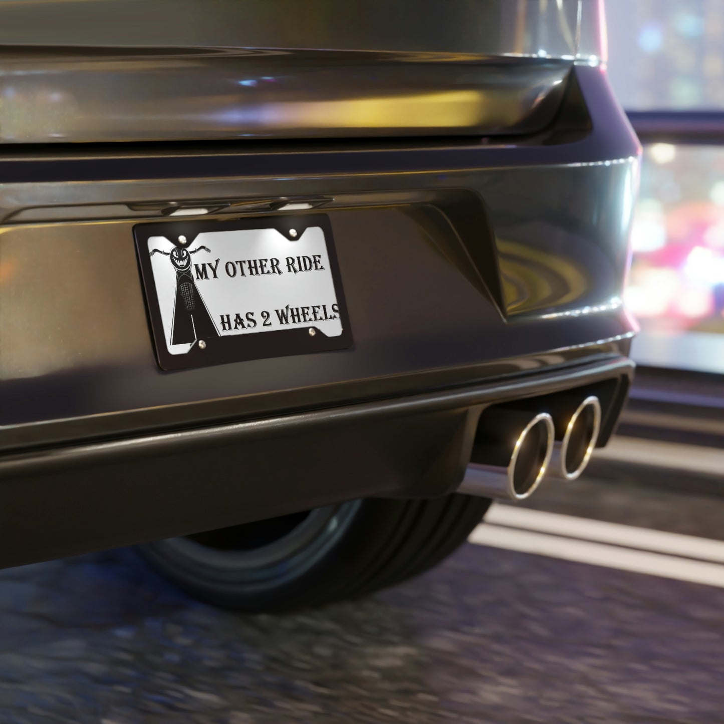 Mounted on Car My Other Ride Has Two Wheels Bikers Vanity Plate