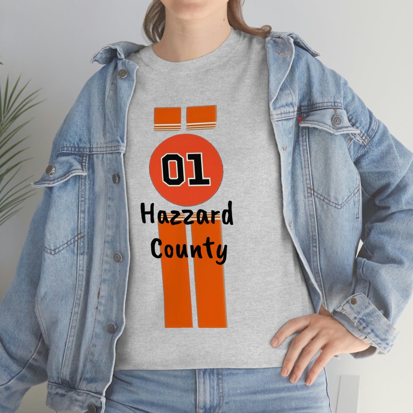 Hazzard County General Lee Racing Stripes Heavy Cotton Tee
