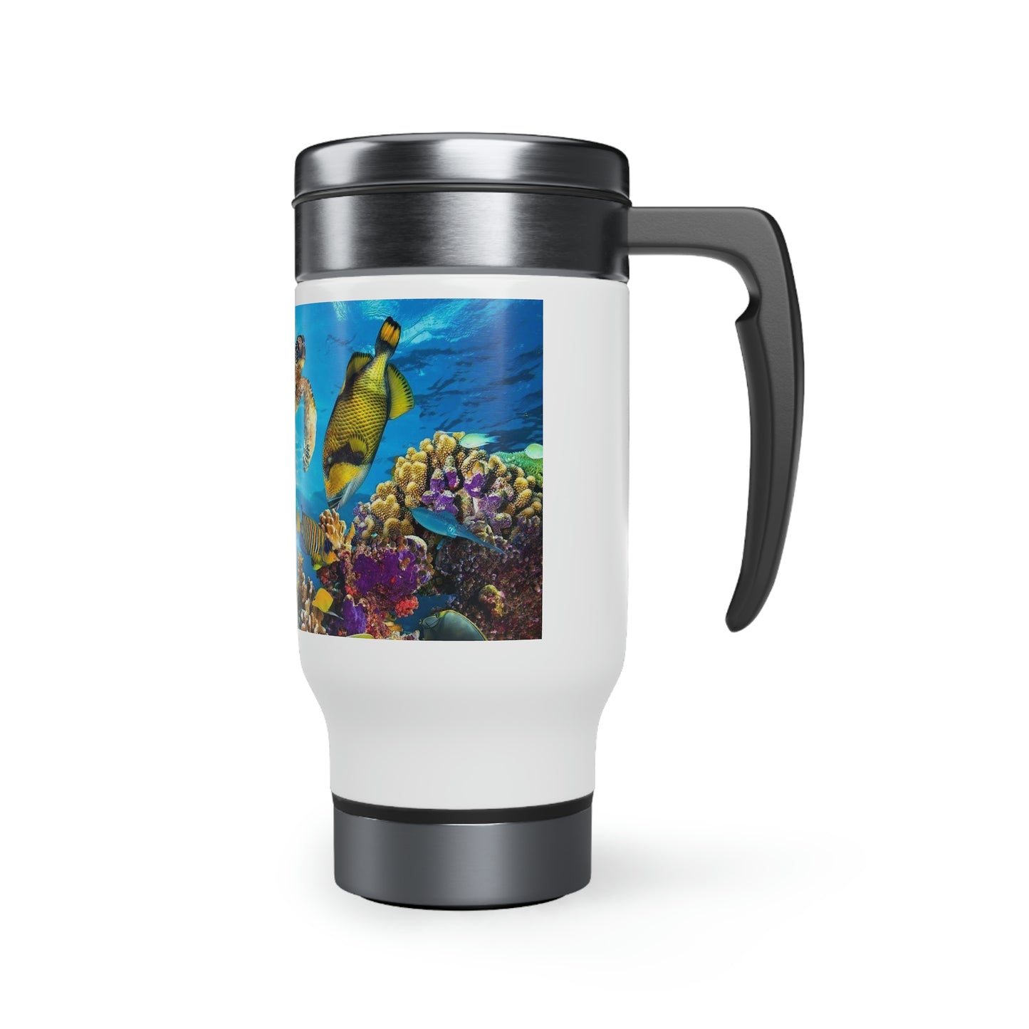 Stainless Steel Sea Turtles Travel Mug with Handle, 14oz