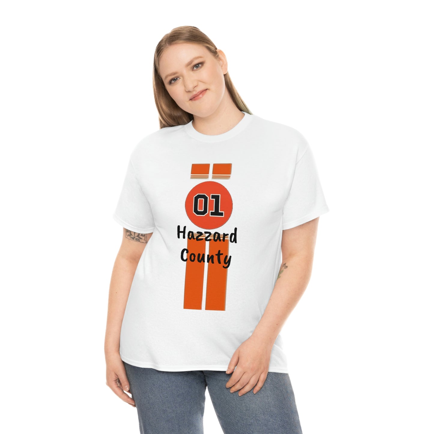 Hazzard County General Lee Racing Stripes Heavy Cotton Tee