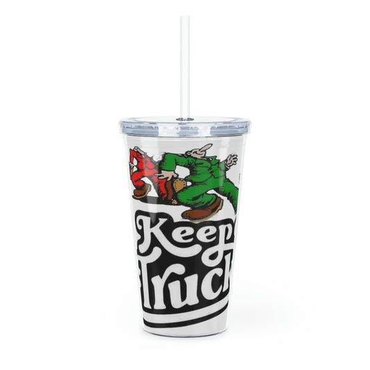 Keep On Truckin Plastic Tumbler with Straw