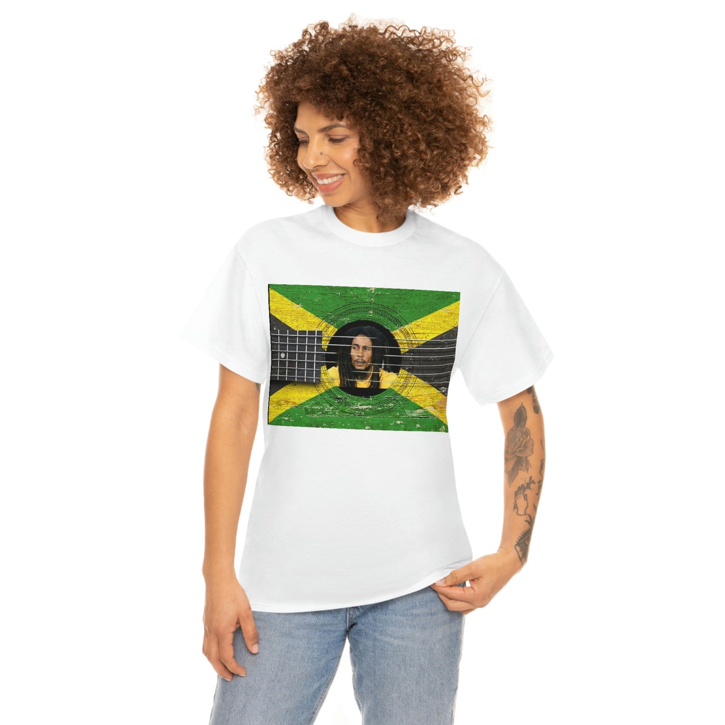 Bob Marley Reggae Guitar Unisex Heavy Cotton Tee