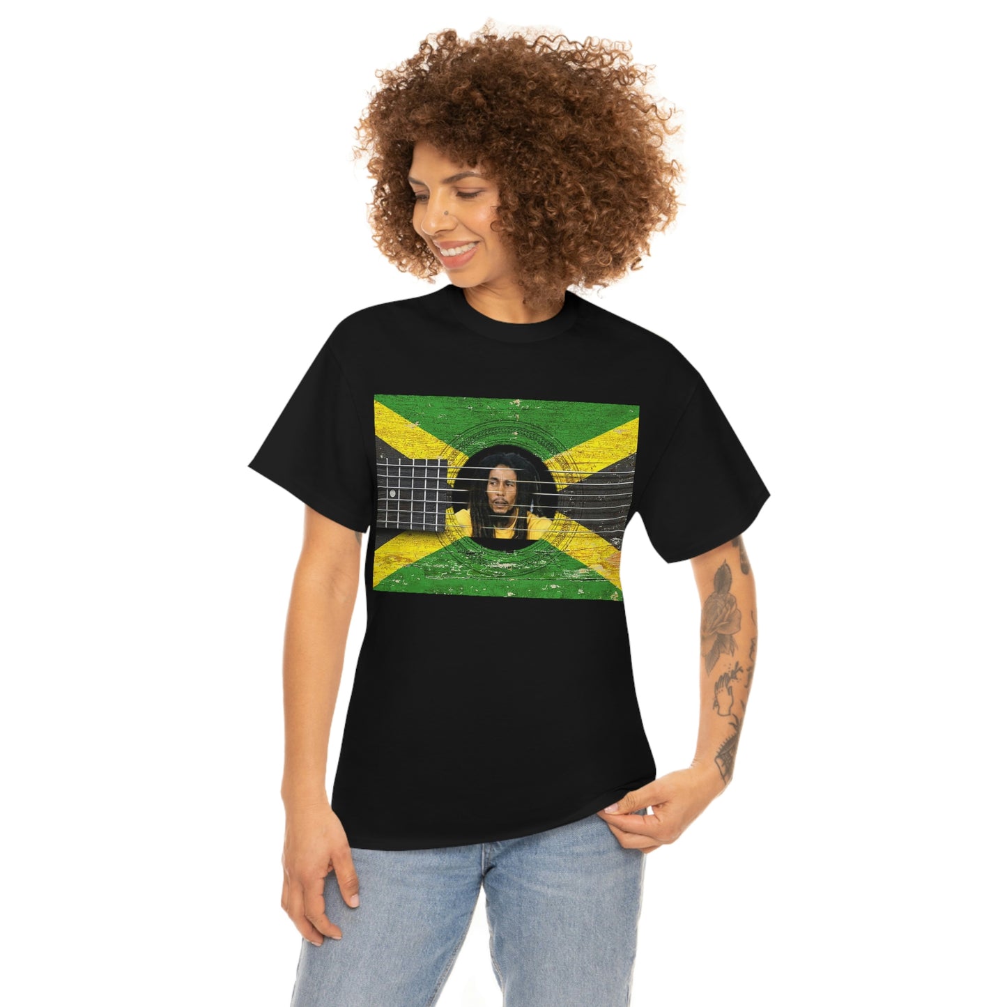 Bob Marley Reggae Guitar Unisex Heavy Cotton Tee