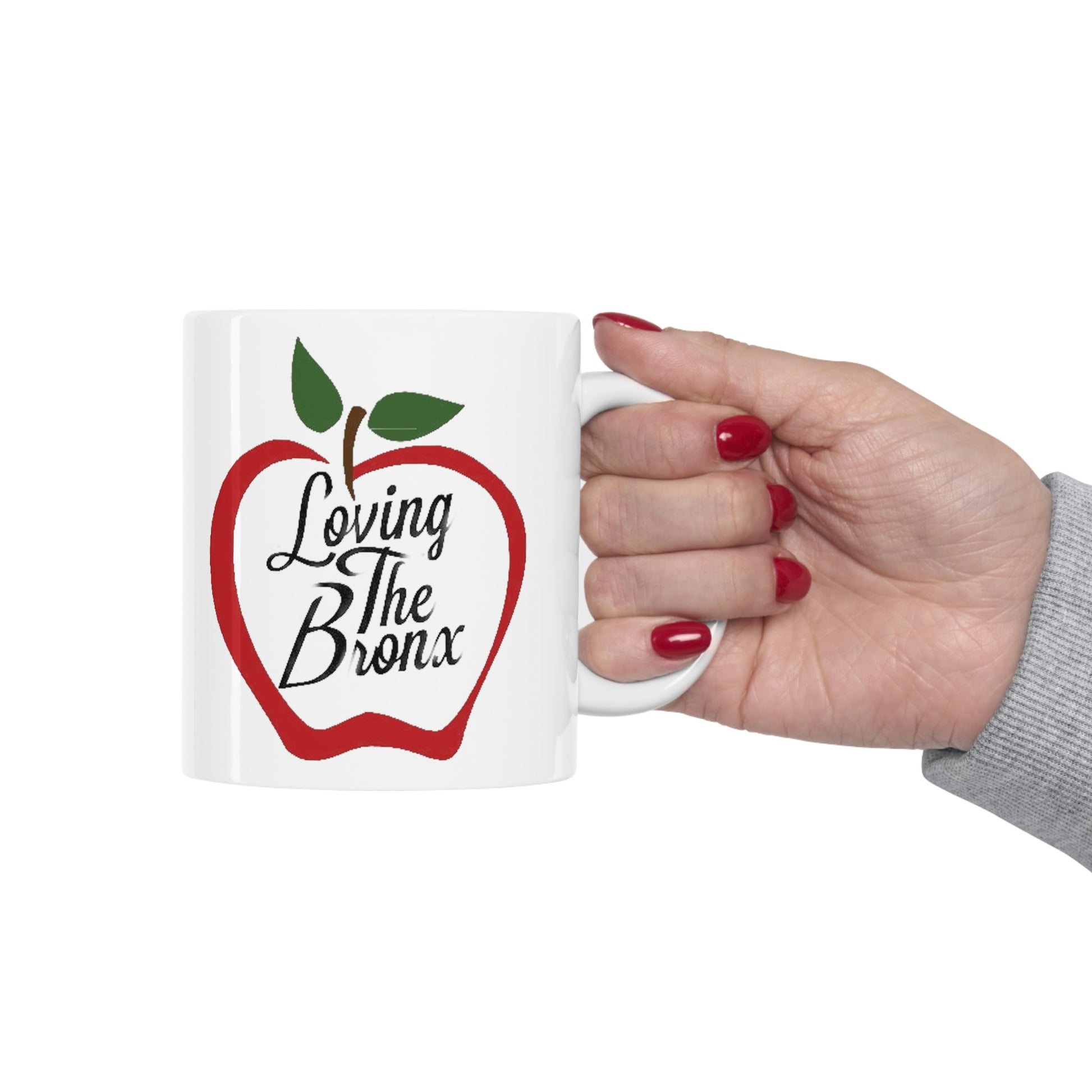 Hand Holding Loving The Bronx Ceramic Mug