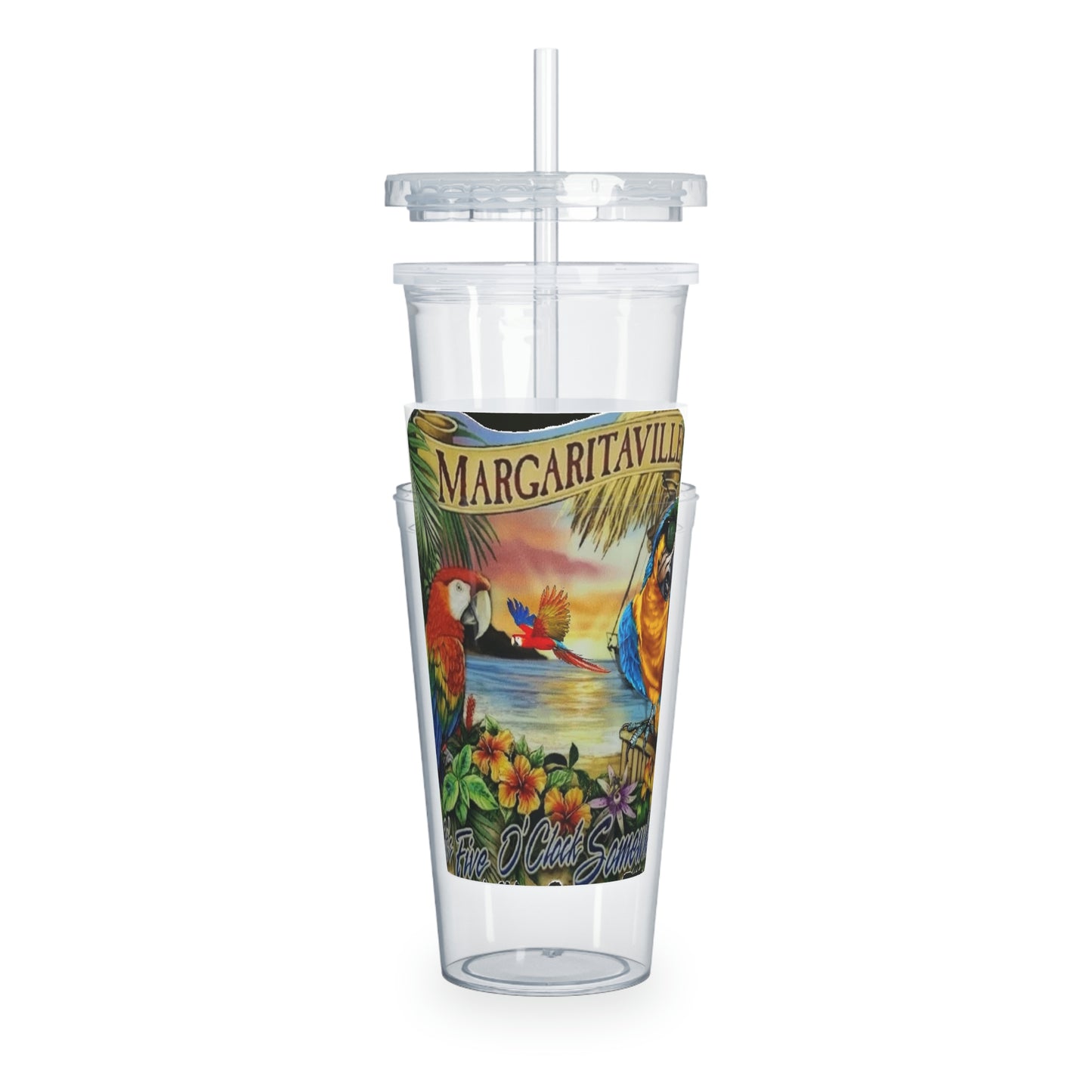 Margaritaville Parrot Heads Plastic Tumbler with Straw