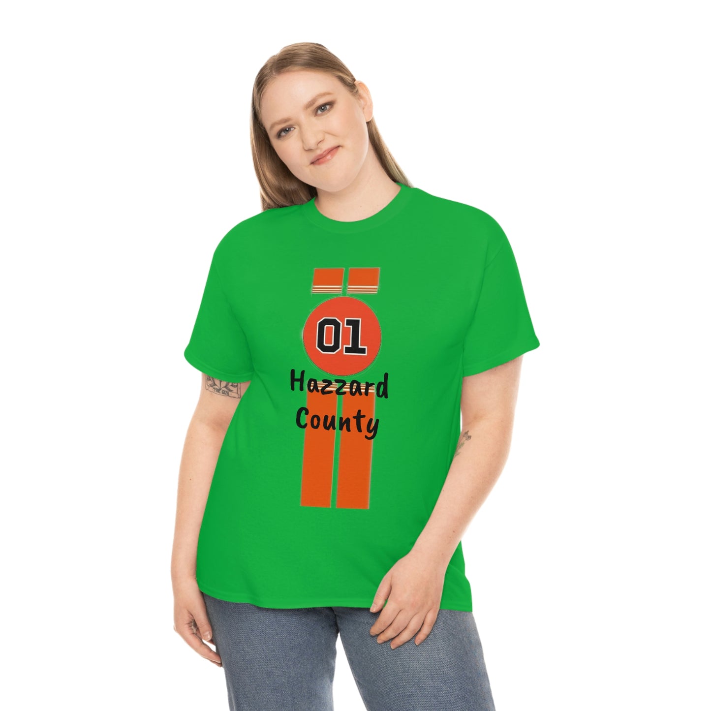Hazzard County General Lee Racing Stripes Heavy Cotton Tee