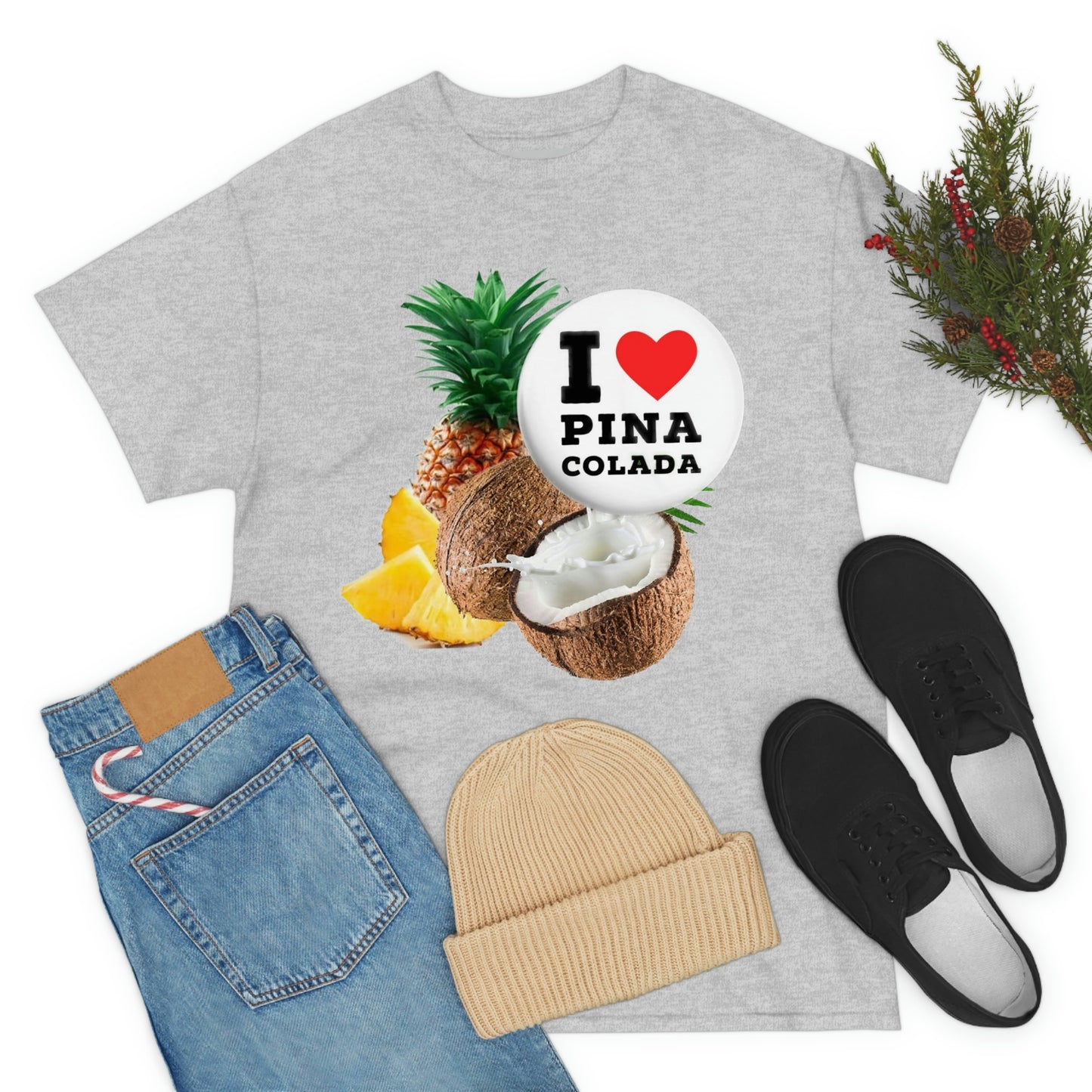 I Love Pina Colada Unisex Heavy Cotton Tee Shirt