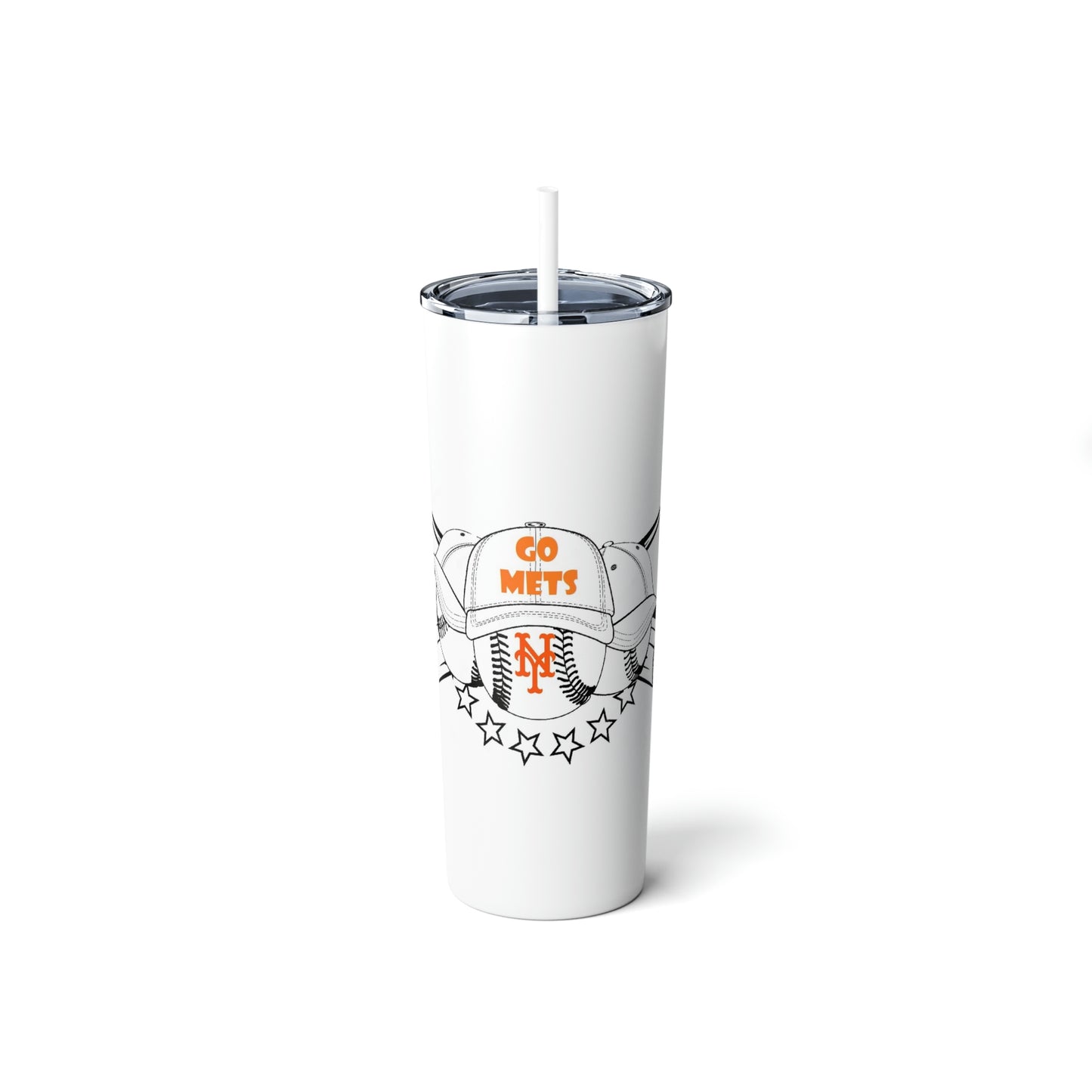 Go Mets Skinny Steel Tumbler with Straw, 20oz