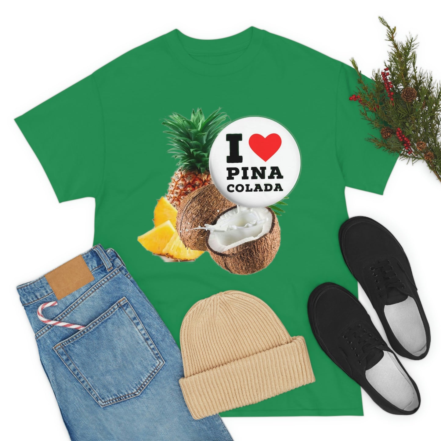 I Love Pina Colada Unisex Heavy Cotton Tee Shirt