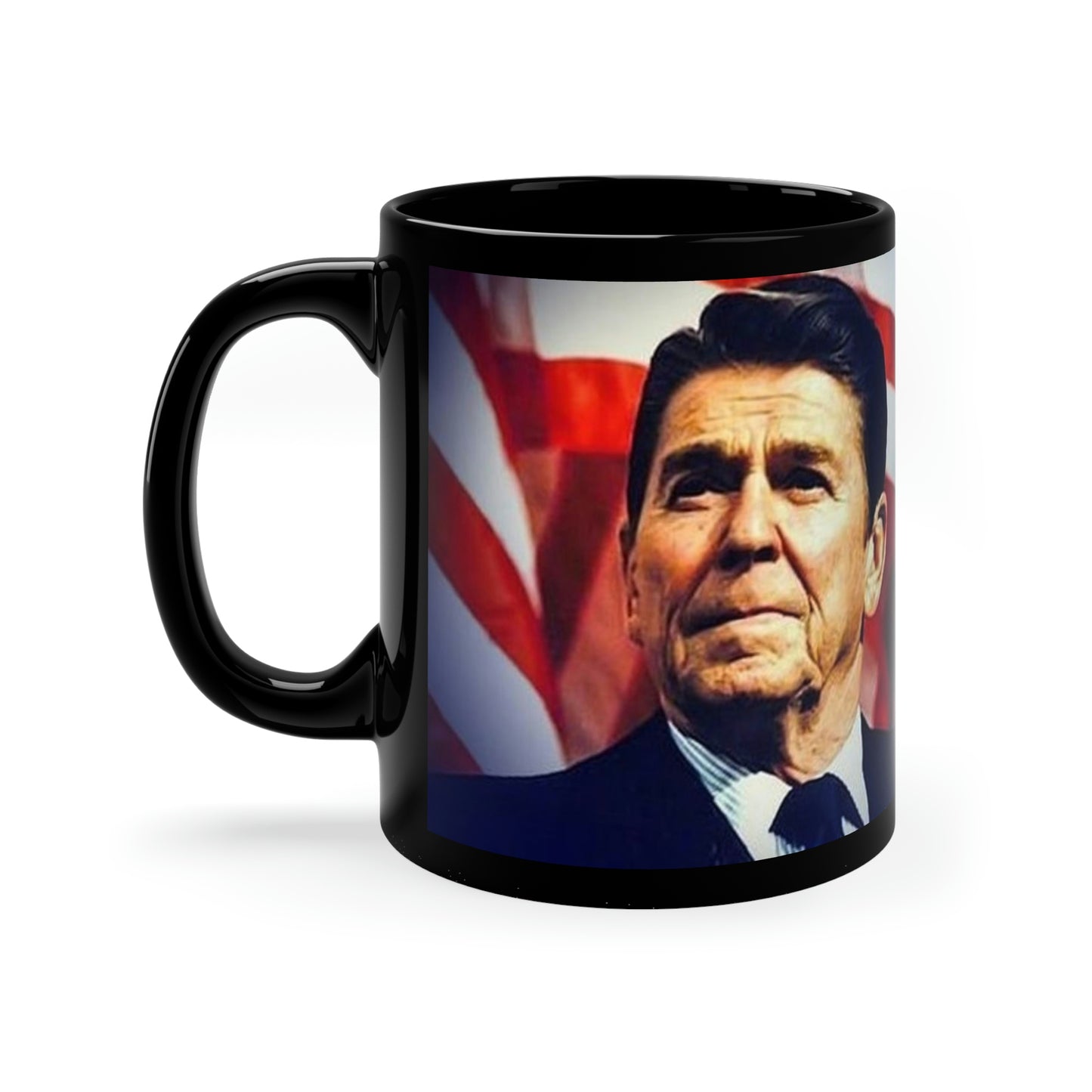 Left Side Ronald Reagan Drain The Swamp Quote 11oz Black Mug