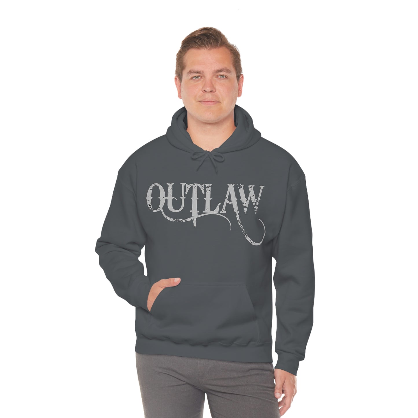 Outlaw Unisex Heavy Blend™ Hooded Sweatshirt On Male Model