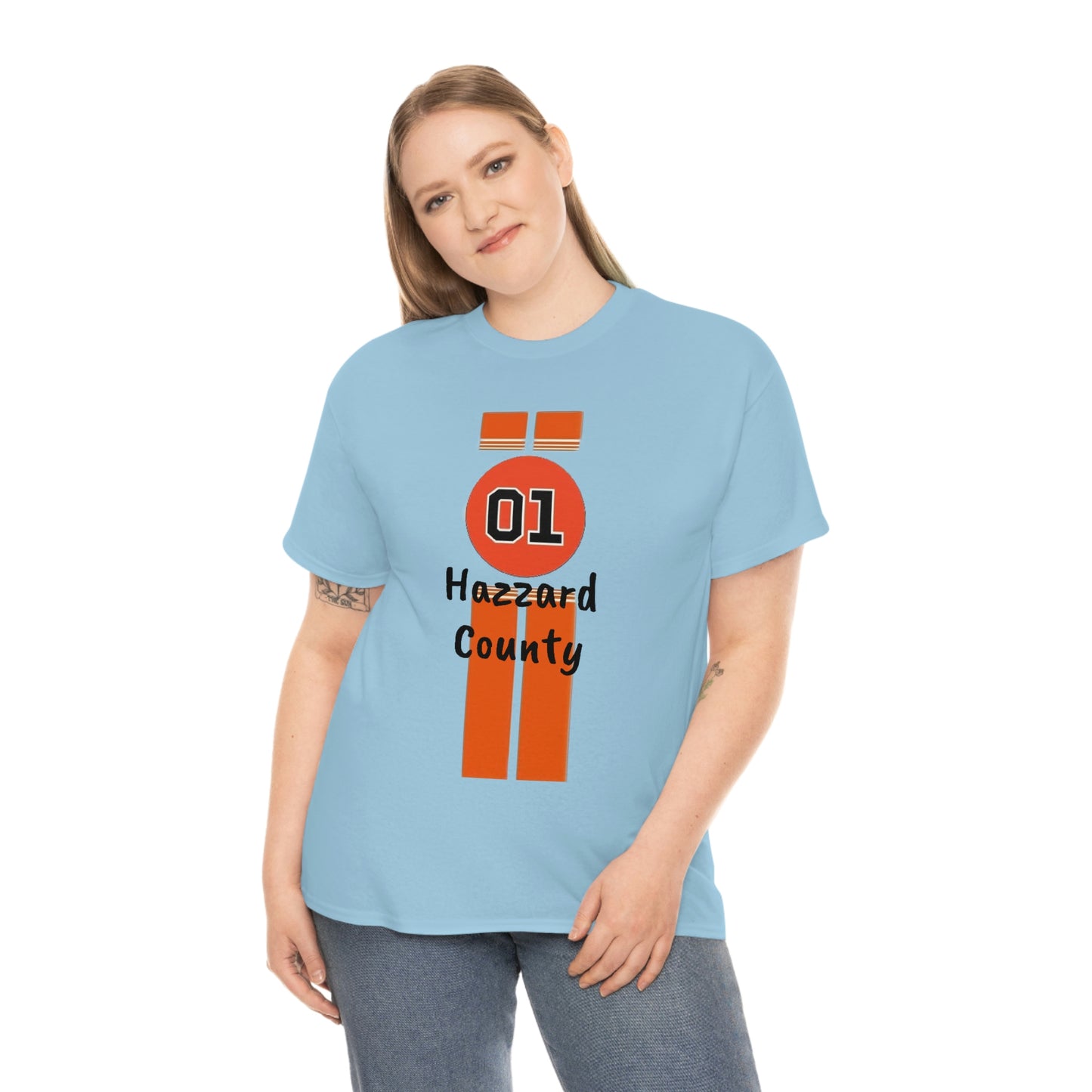 Hazzard County General Lee Racing Stripes Heavy Cotton Tee