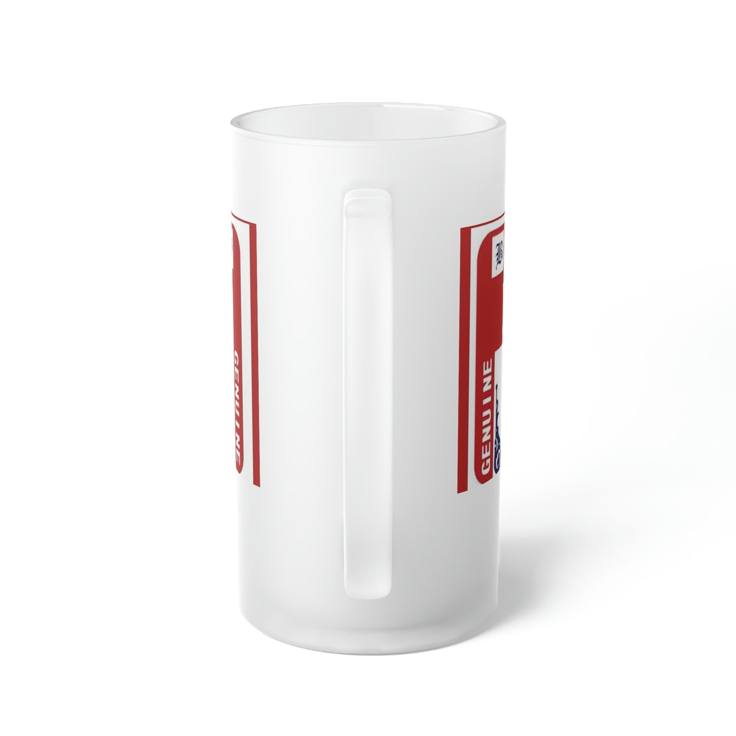 Buttwiser Frosted Glass Beer Mug Handle SIde
