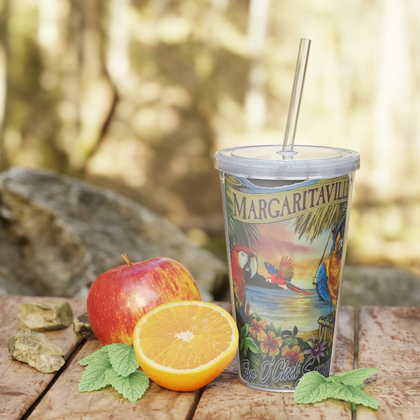 Margaritaville Parrot Heads Plastic Tumbler with Straw