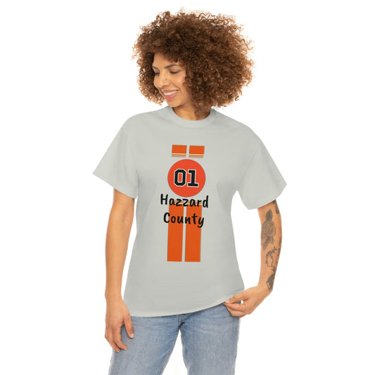 Hazzard County General Lee Racing Stripes Heavy Cotton Tee