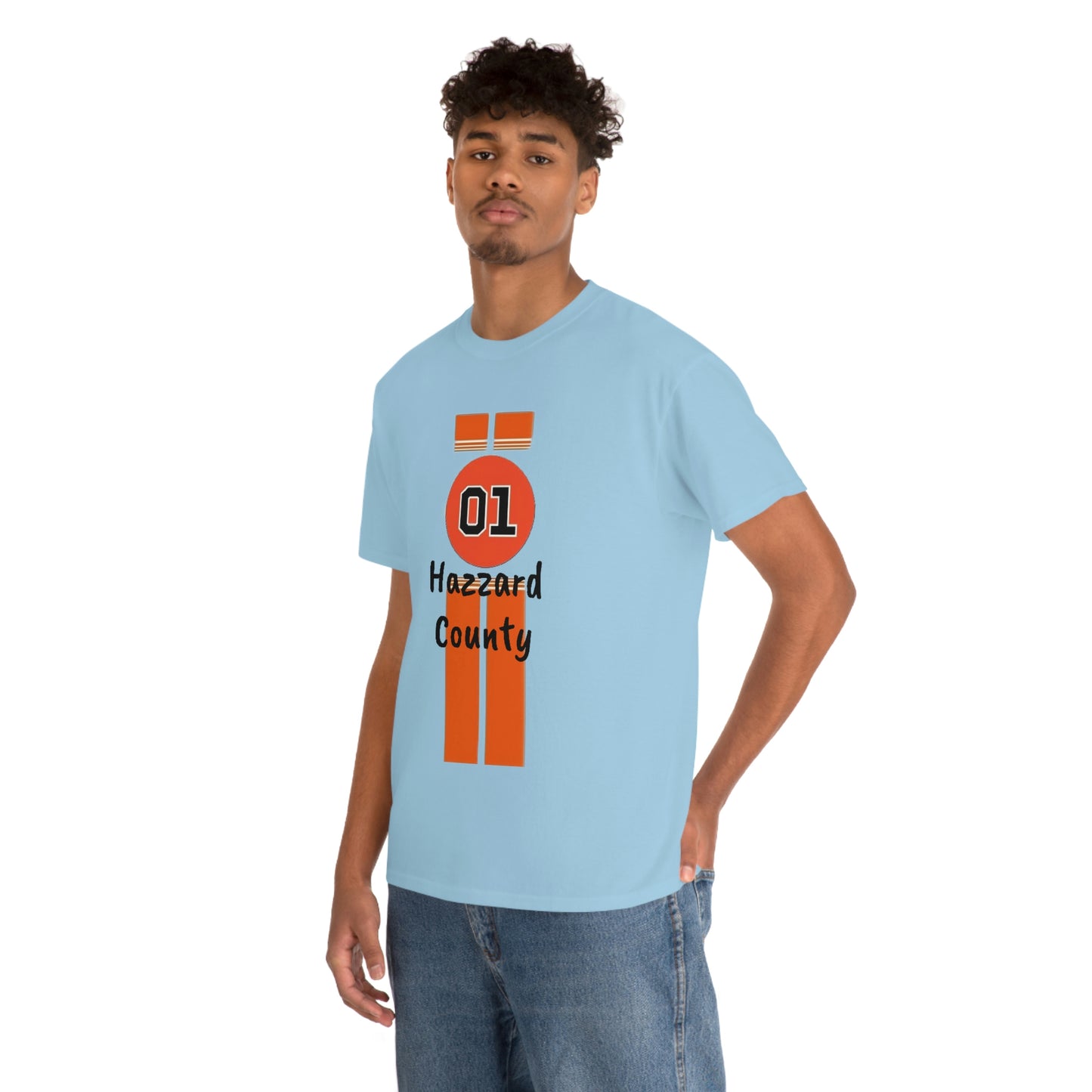 Hazzard County General Lee Racing Stripes Heavy Cotton Tee