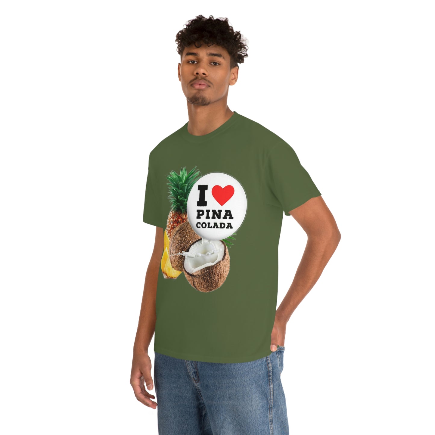 I Love Pina Colada Unisex Heavy Cotton Tee Shirt