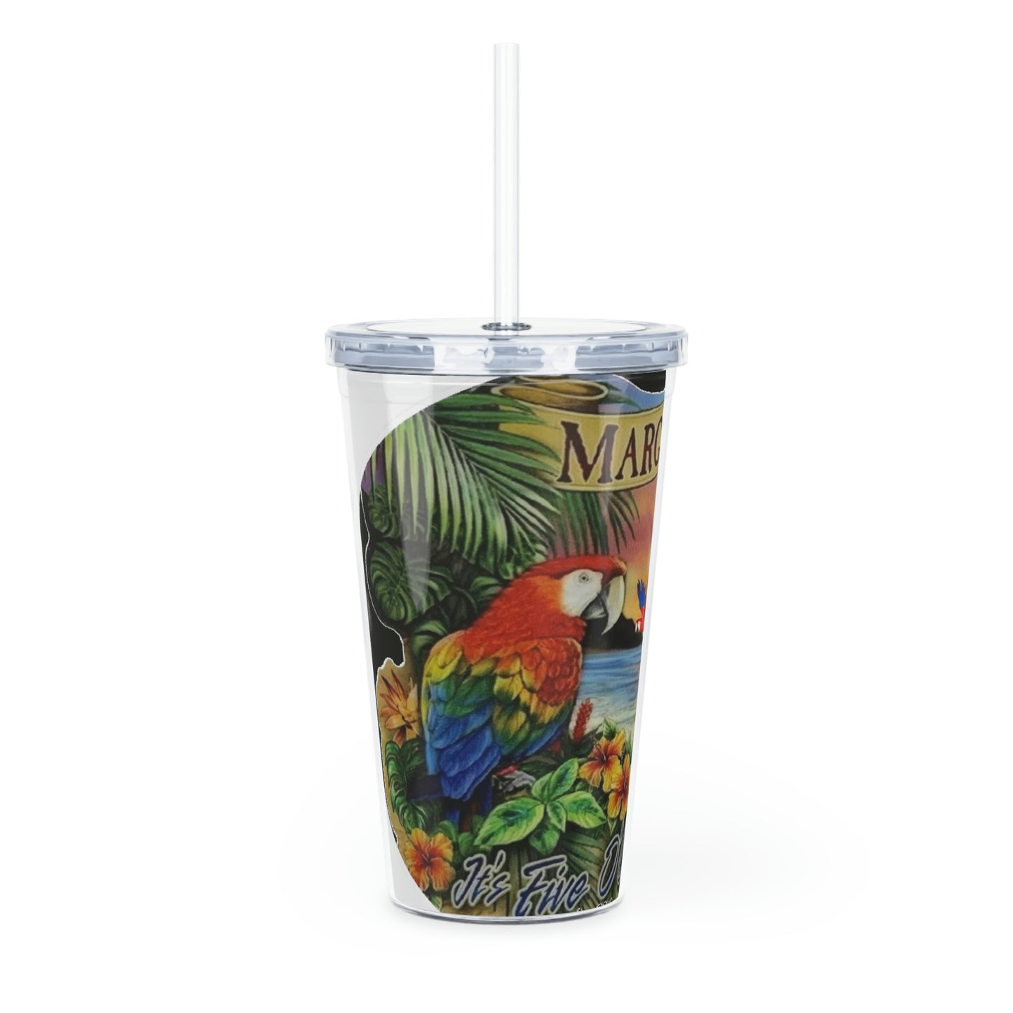 Margaritaville Parrot Heads Plastic Tumbler with Straw