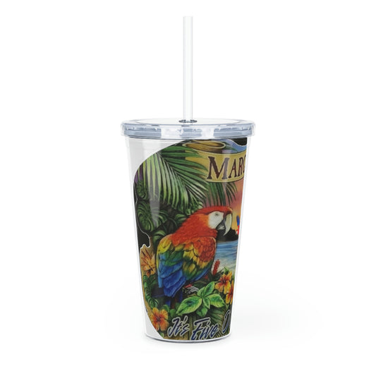 Margaritaville Parrot Heads Plastic Tumbler with Straw