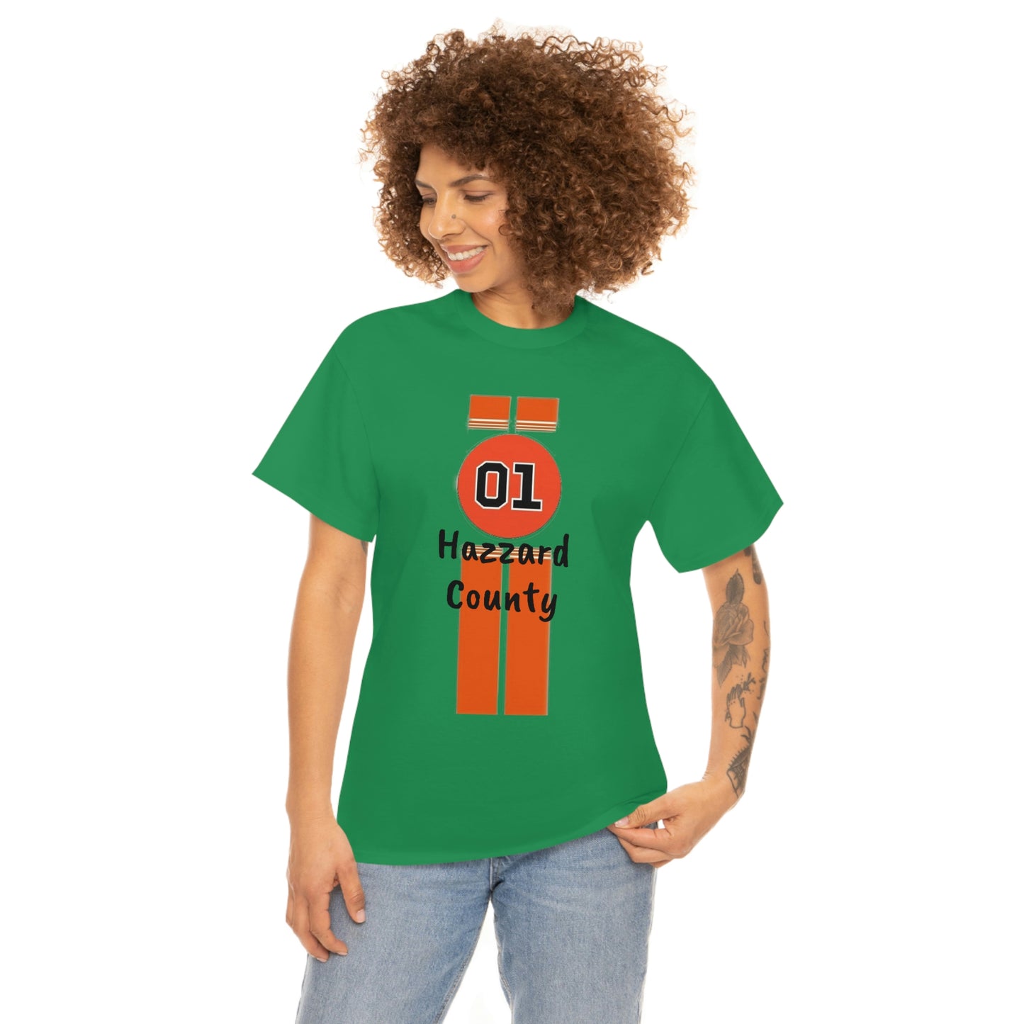 Hazzard County General Lee Racing Stripes Heavy Cotton Tee