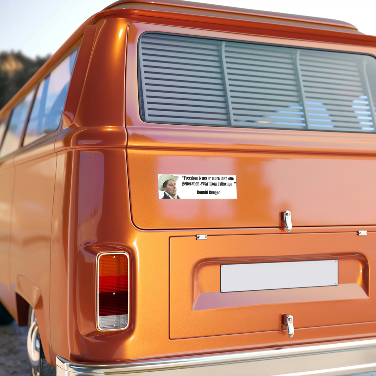 Ronald Reagan Bumper Sticker On Vehicle Rear