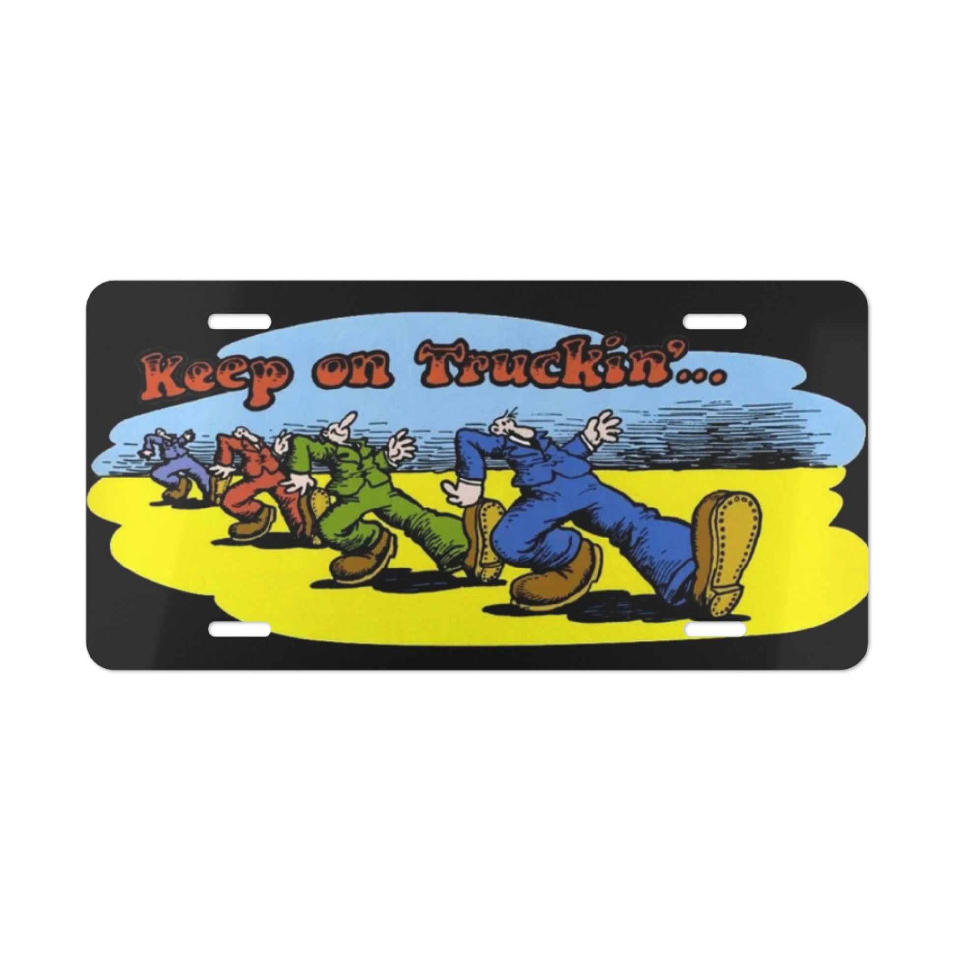 Keep On Truckin' Black Background Vanity  License Plate