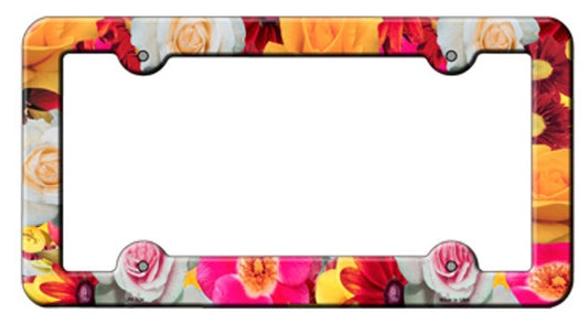 Flowers Floral Metal License Plate Frame
